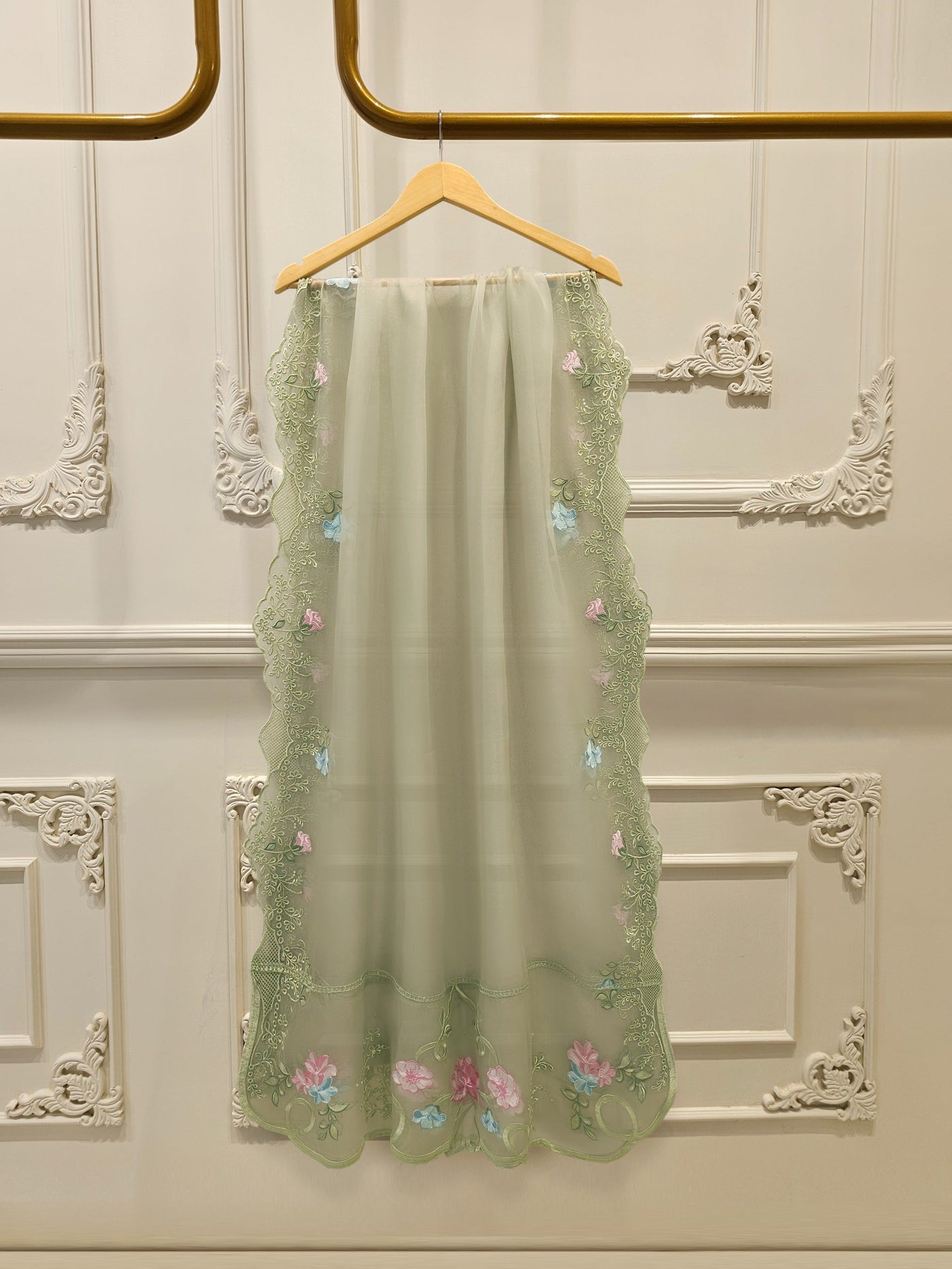 3 Piece - Pure Embroidered Cotton Net Suit S112489
