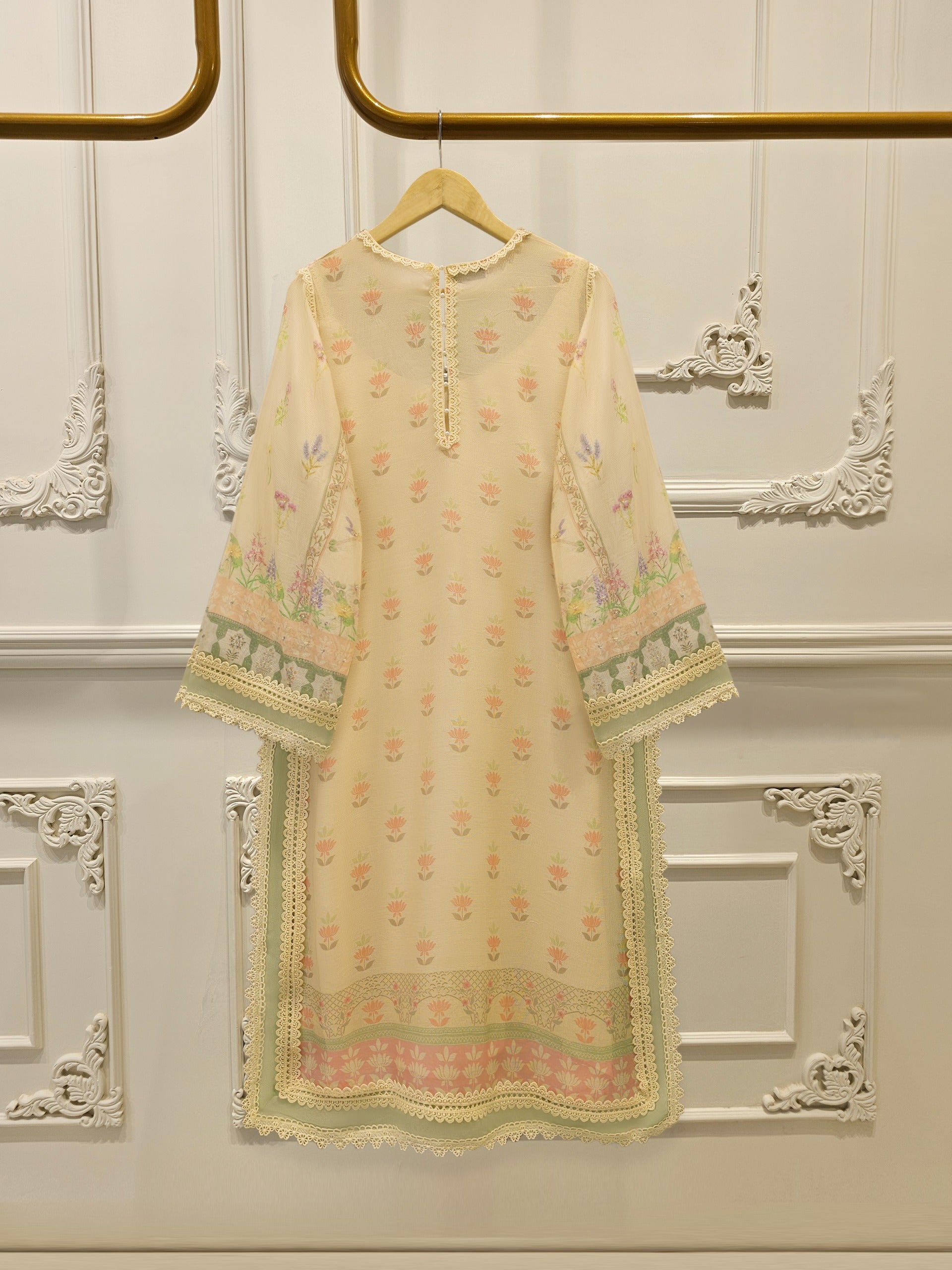 3 Piece - Pure Embroidered Printed Cotton Net Suit S112502