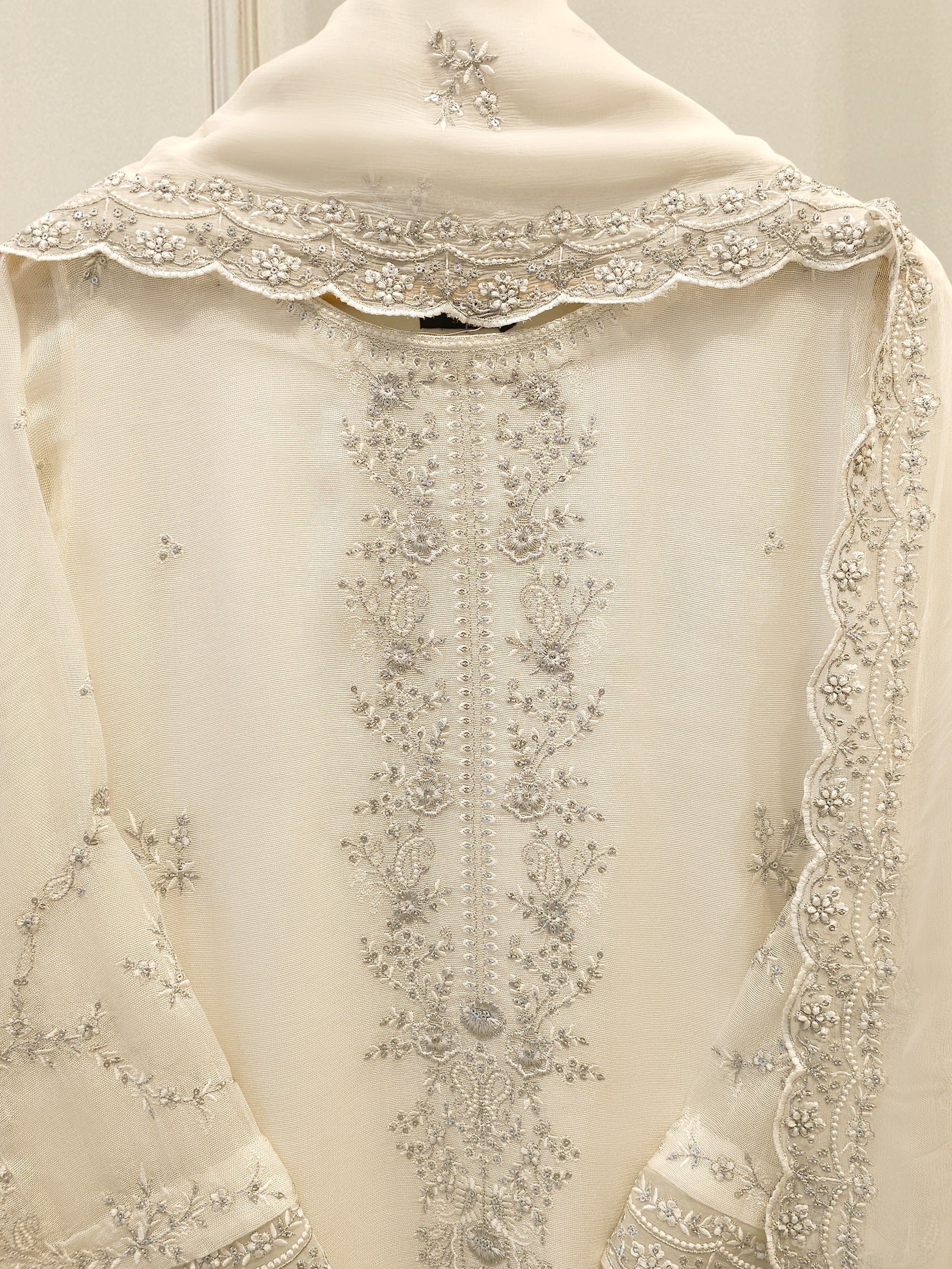 3 Piece - Pure Embroidered Cotton Net Suit S112510