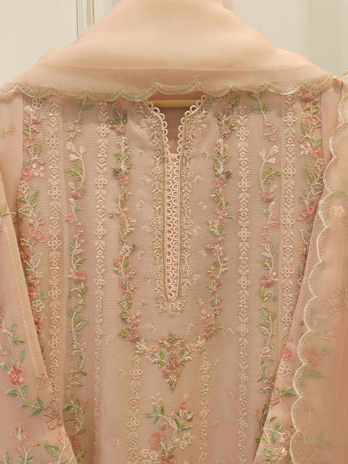 3 Piece - Pure Embroidered Cotton Net Suit S112554