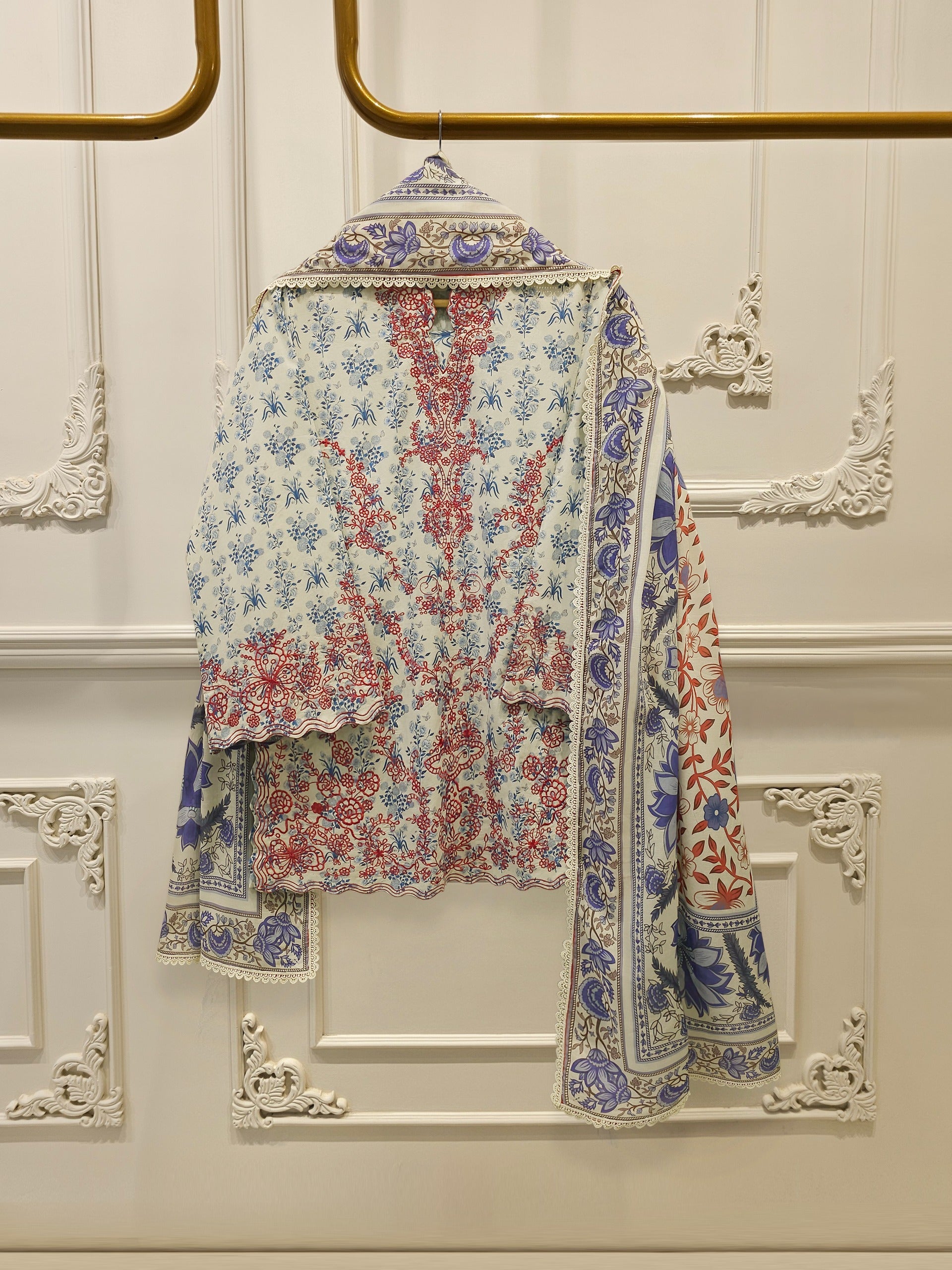 3 Piece - Embroidered Cambric Suit S112638