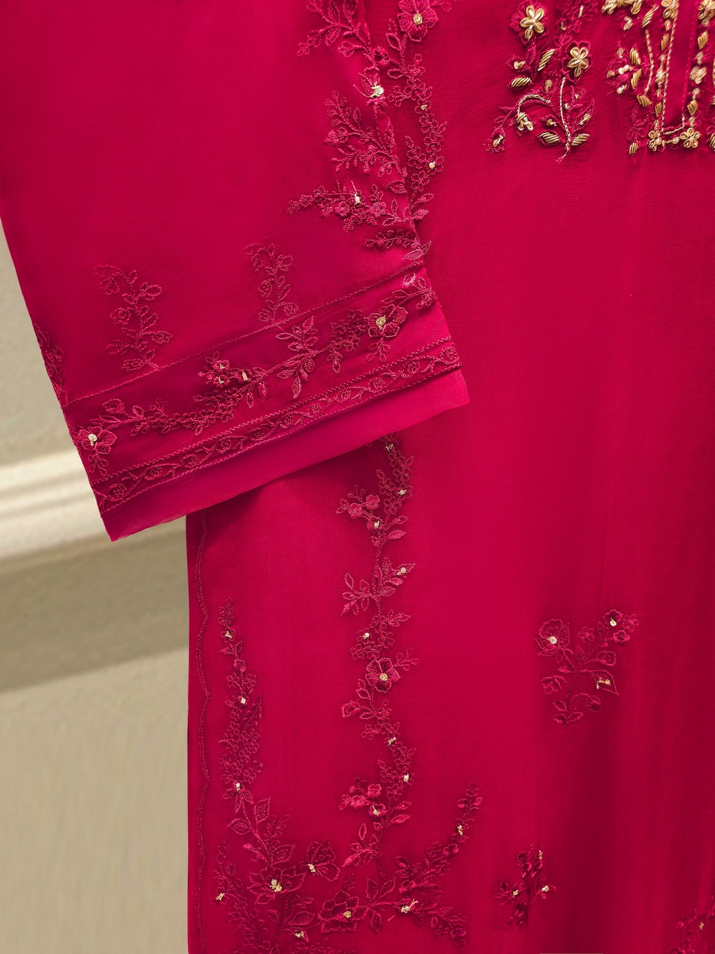 3 Piece - Pure Chiffon Embroidered Suit S112679