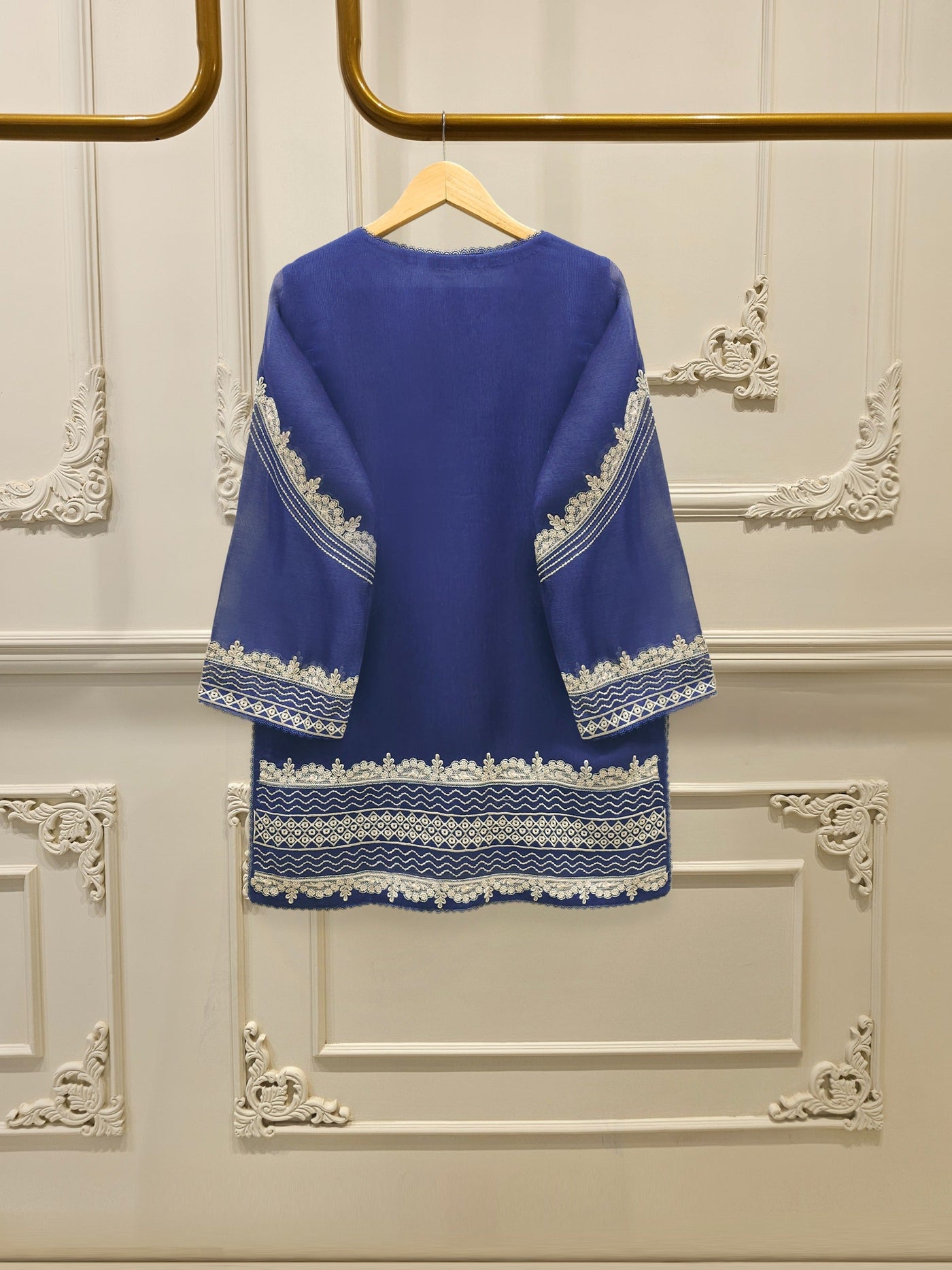 2 Piece - Pure Embroidered Cotton Net Suit S112744
