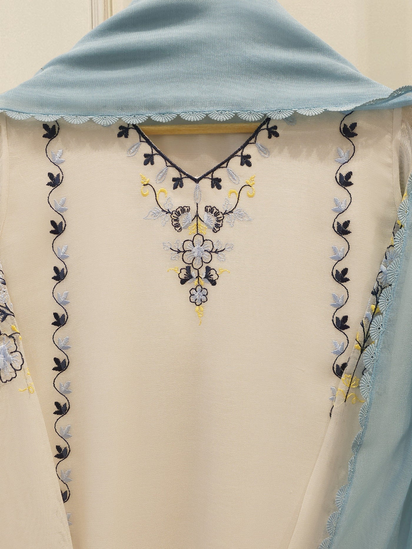 3 Piece - Pure Embroidered Cotton Net Suit S112778