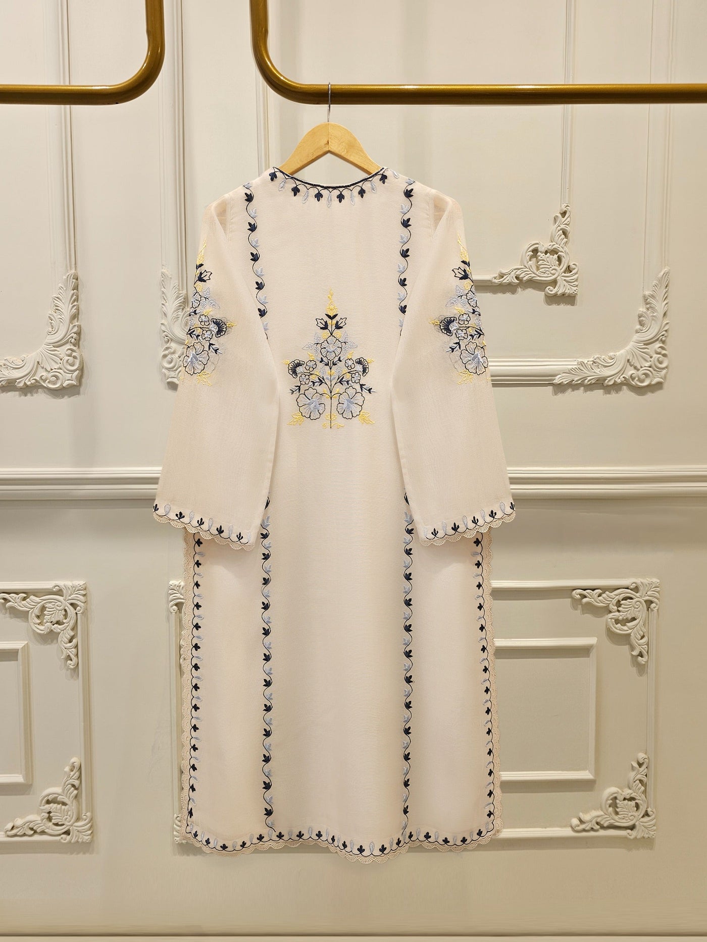 3 Piece - Pure Embroidered Cotton Net Suit S112778