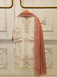 3 Piece - Embroidered Kora Cotton Suit  S112817