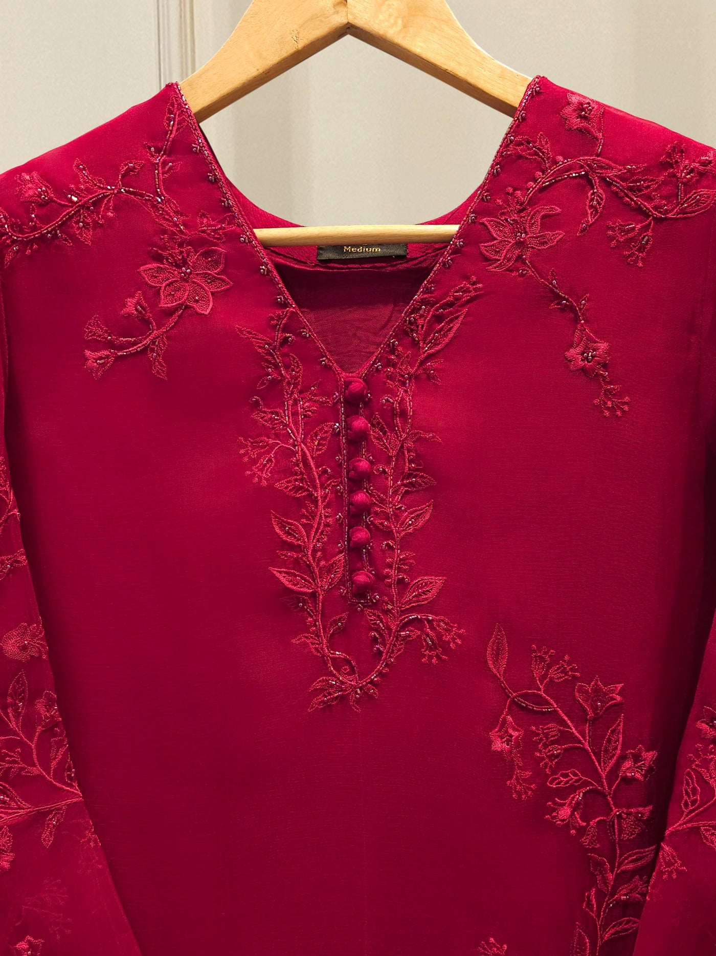 2 Piece - Pure Organza Embroidered Suit S112839