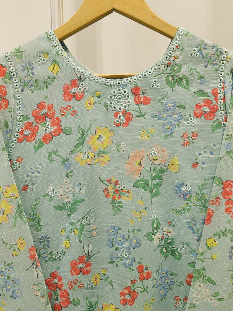 Digital Printed Embroidered  Khaddar Shirt S112865