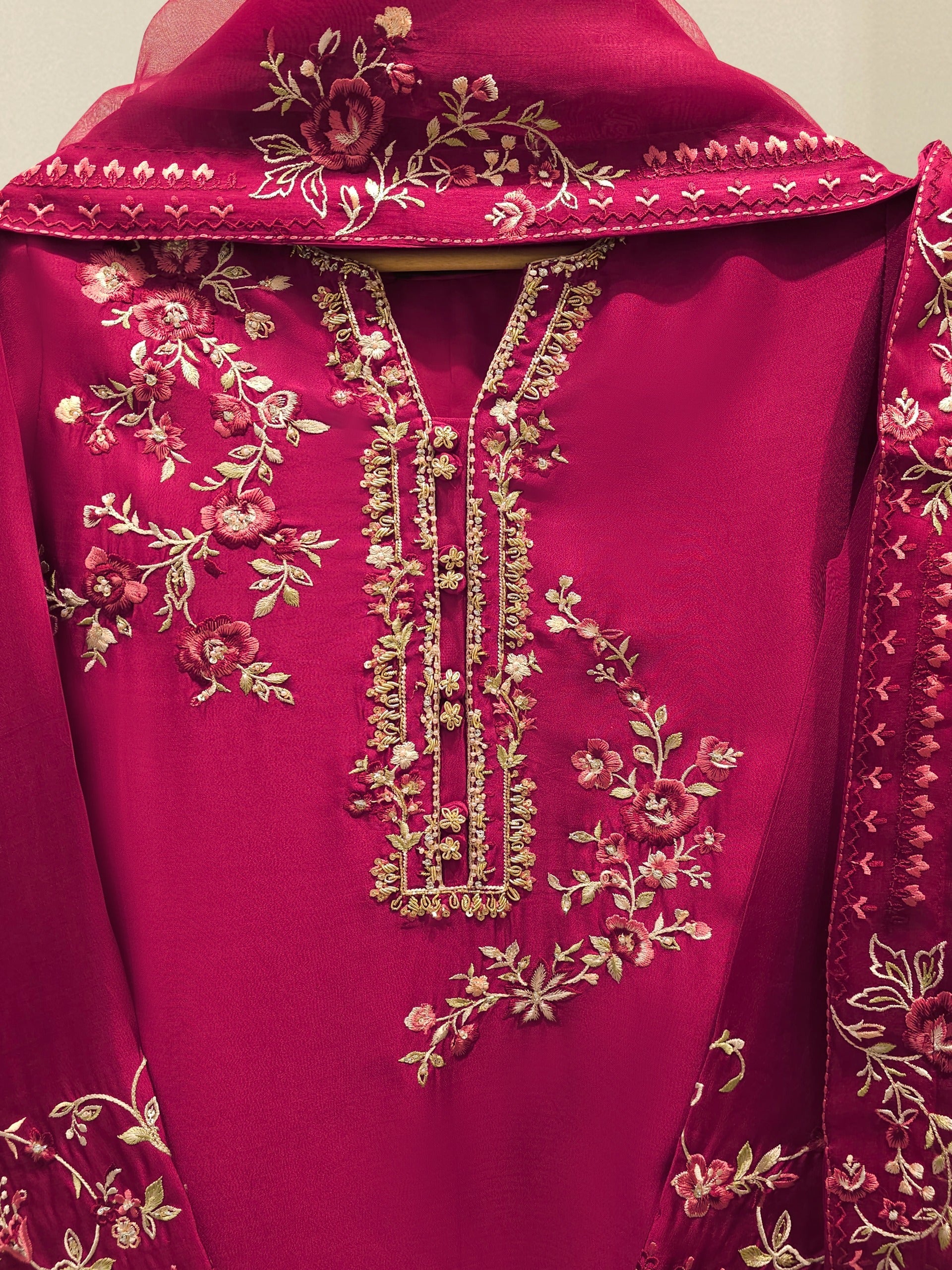 3 Piece- Pure Khaddi Silk Embroidered Suit S112921