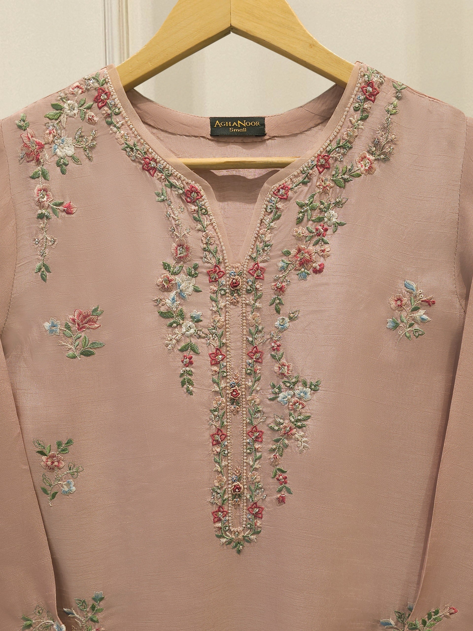 2 Piece- Pure Korean Silk Embroidered Suit S112926