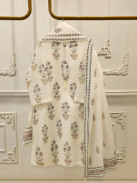 3 Piece - Hand Block Printed Kora Cotton Suit  S112922