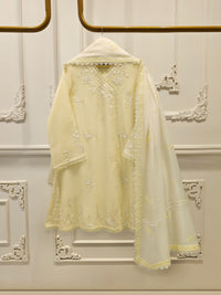 3 Piece - Pure Embroidered Cotton Net Suit S112801