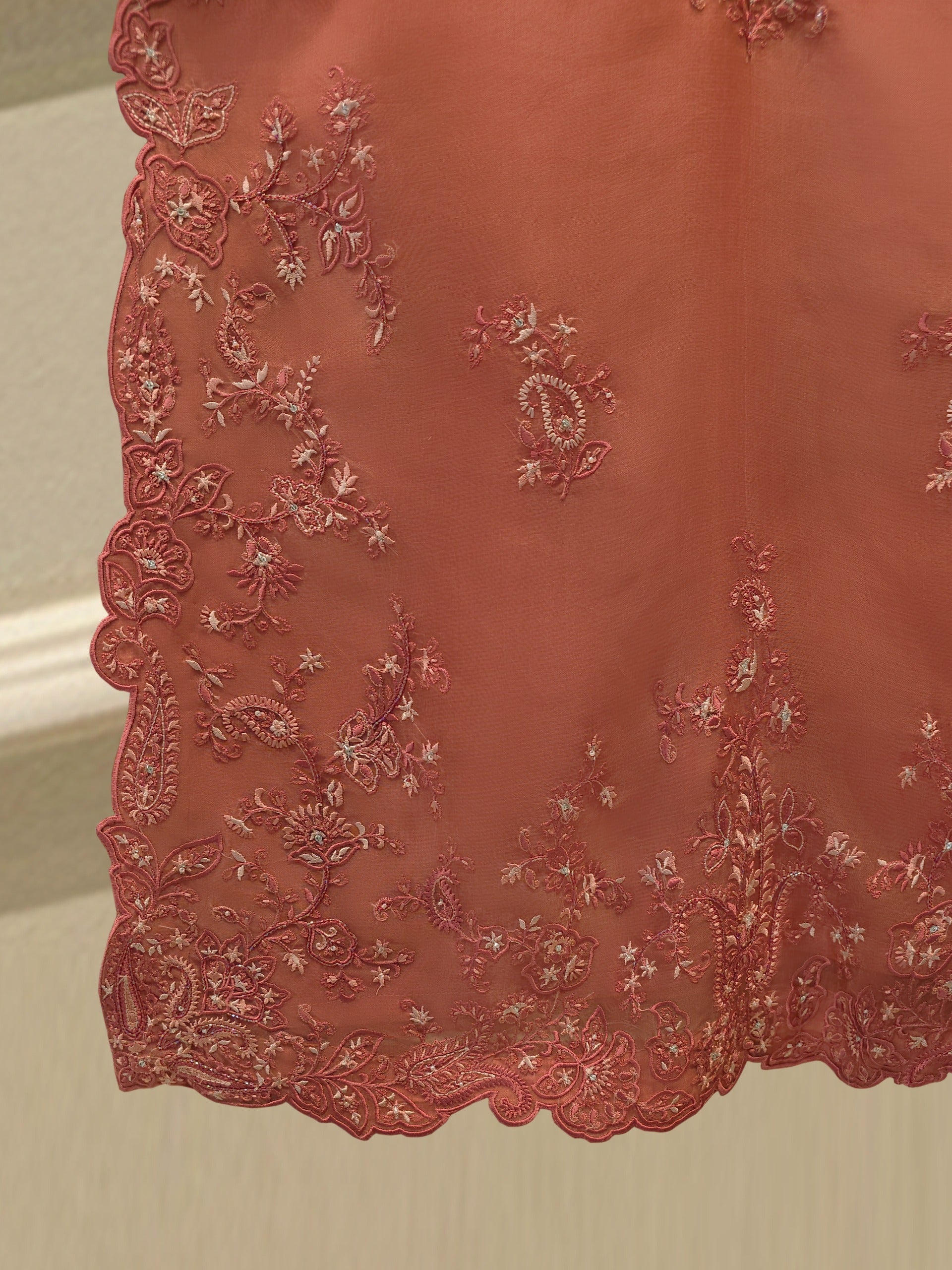 3 Piece - Pure Organza Embroidered Suit S112919