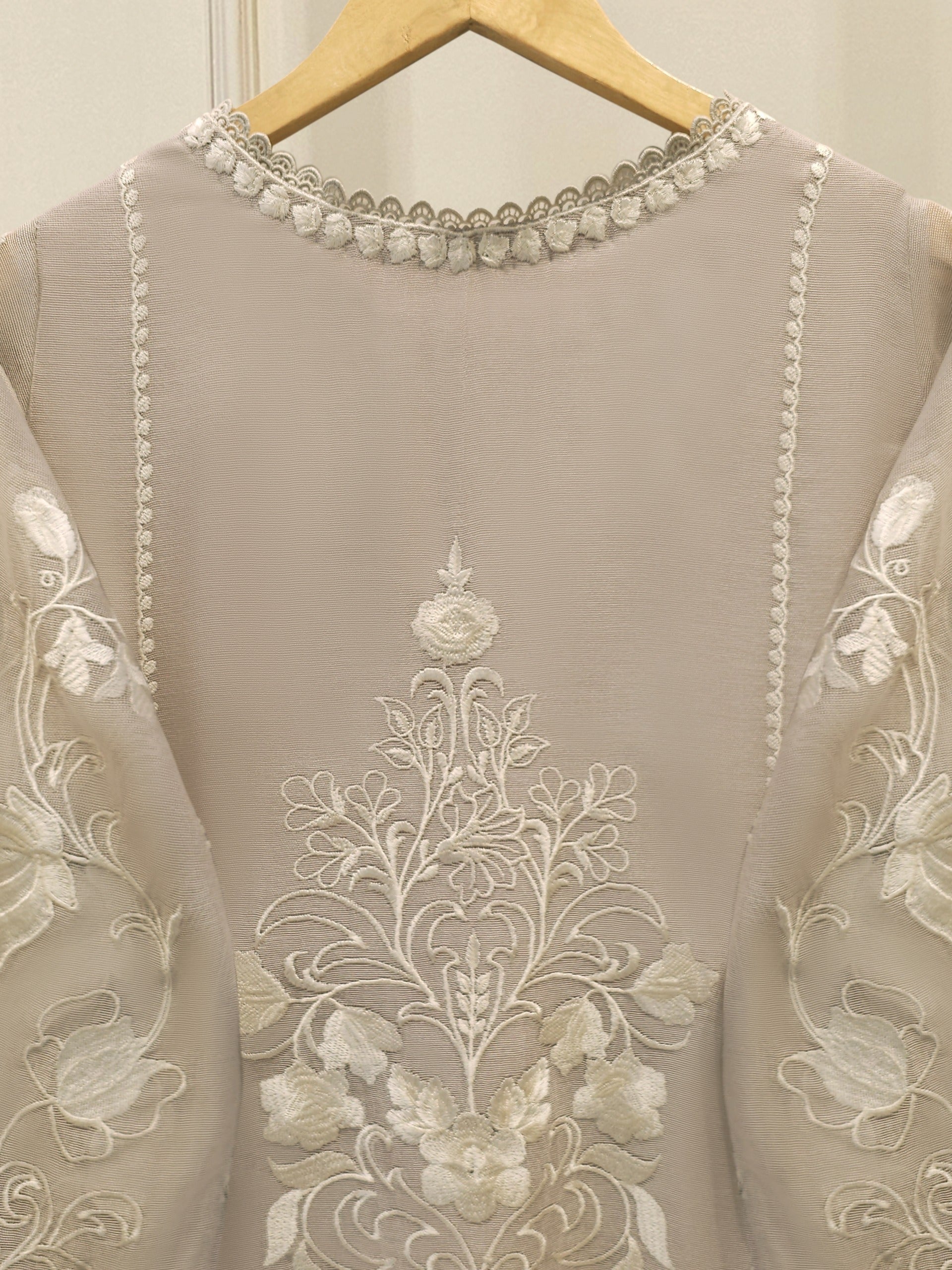 3 Piece - Pure Embroidered Cotton Net Suit S112929