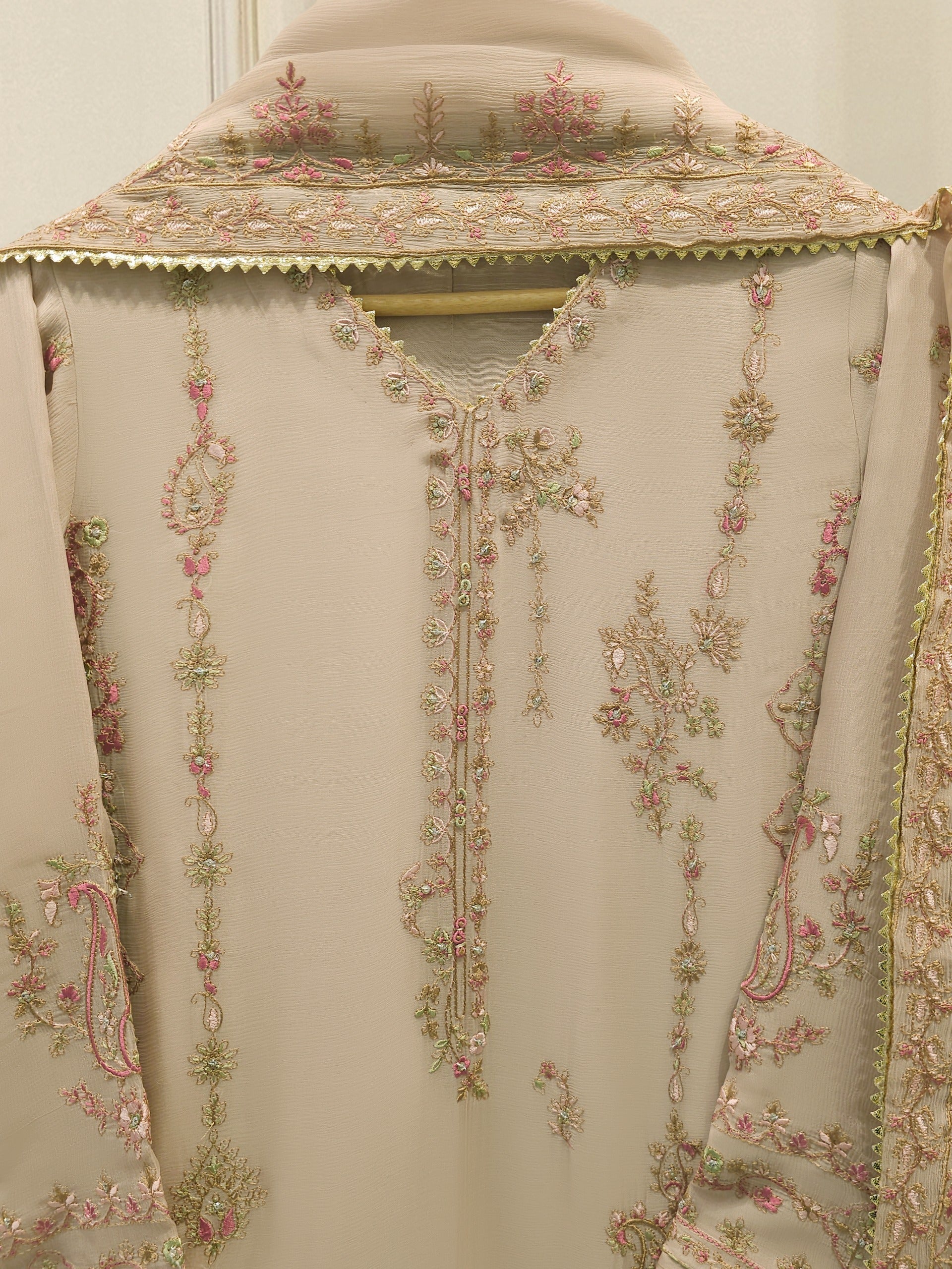3 Piece - Pure Chiffon Embroidered Suit S112940