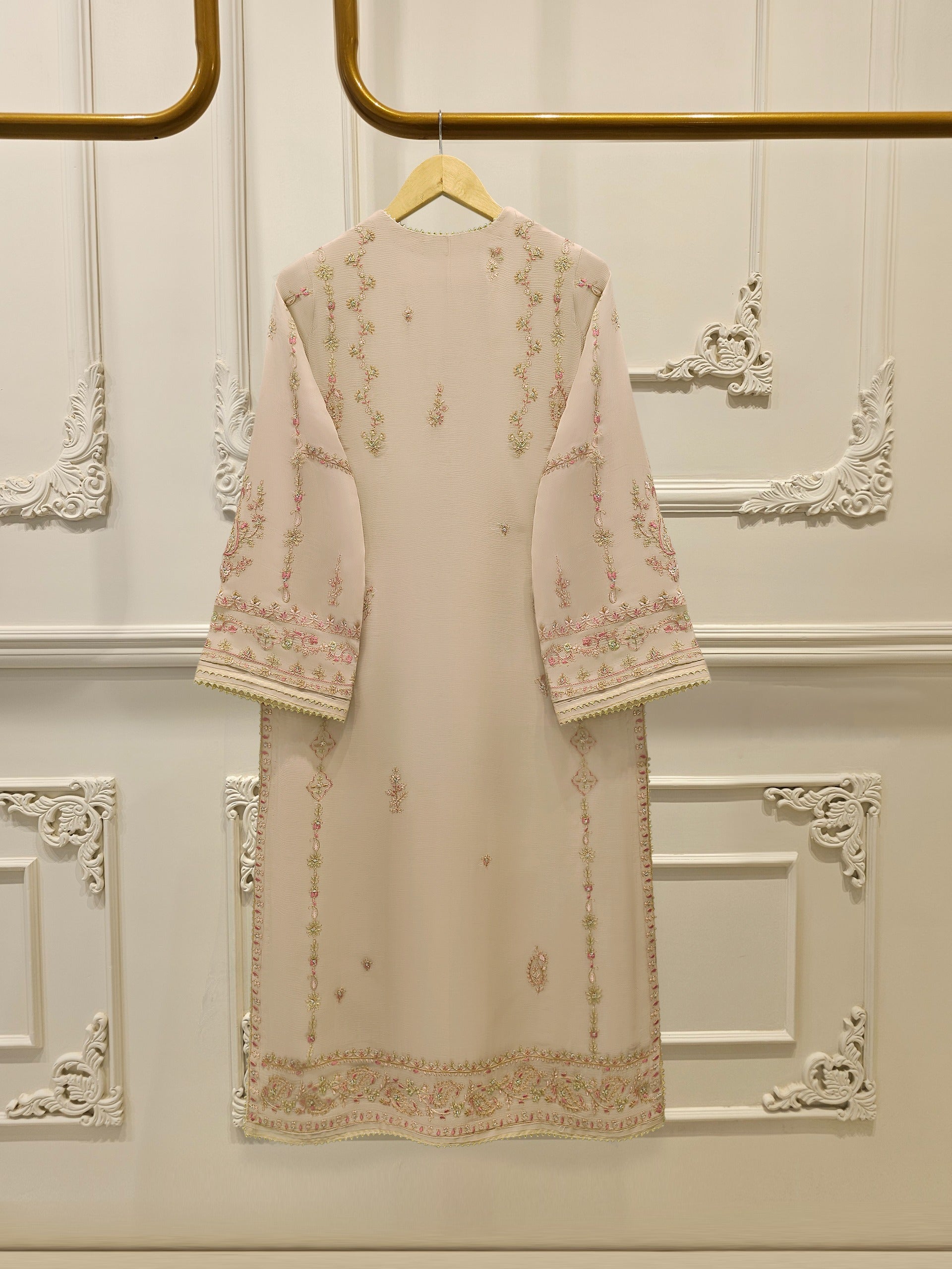 3 Piece - Pure Chiffon Embroidered Suit S112940