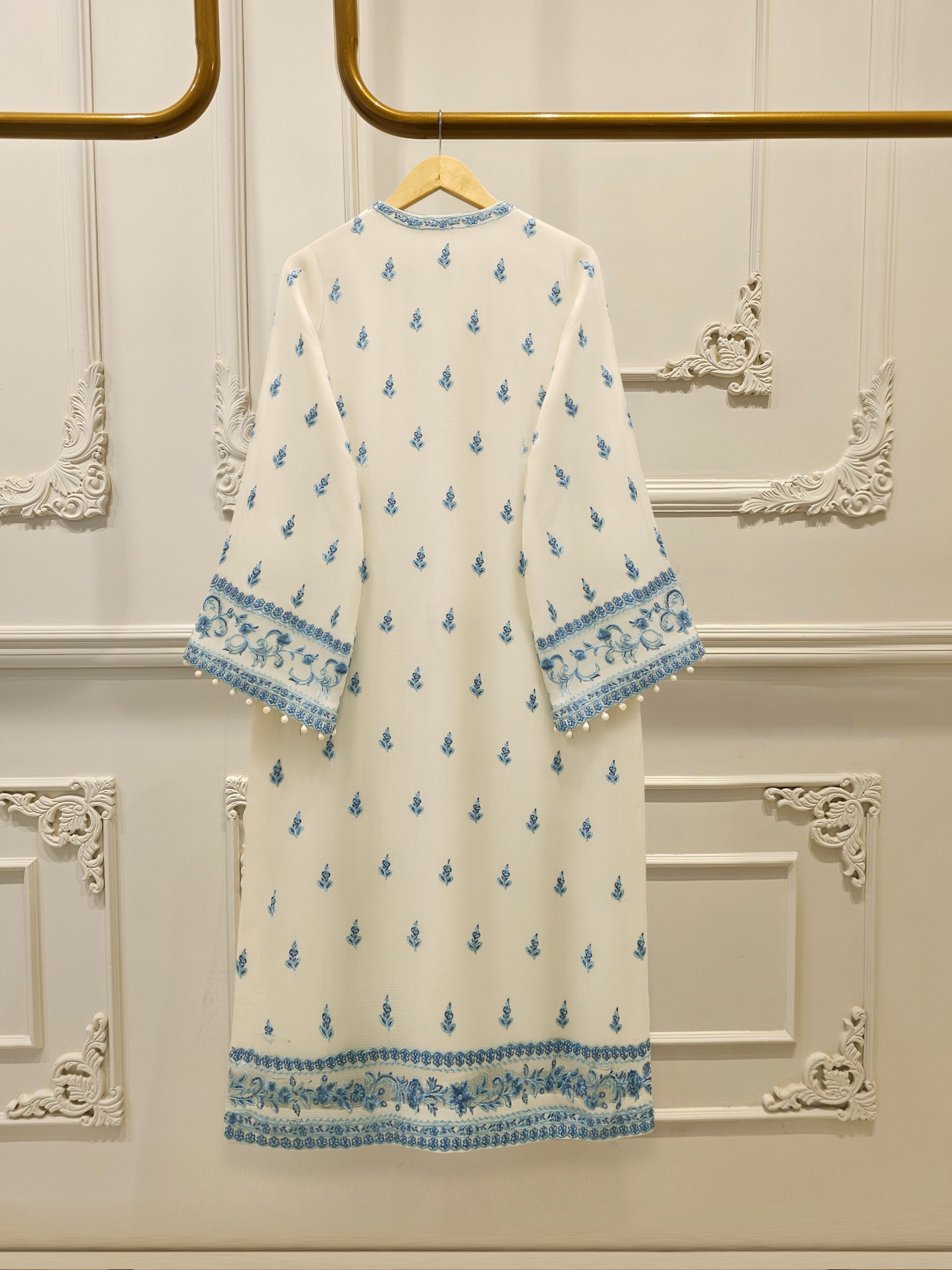 3 Piece - Pure Chiffon Embroidered Suit S112952