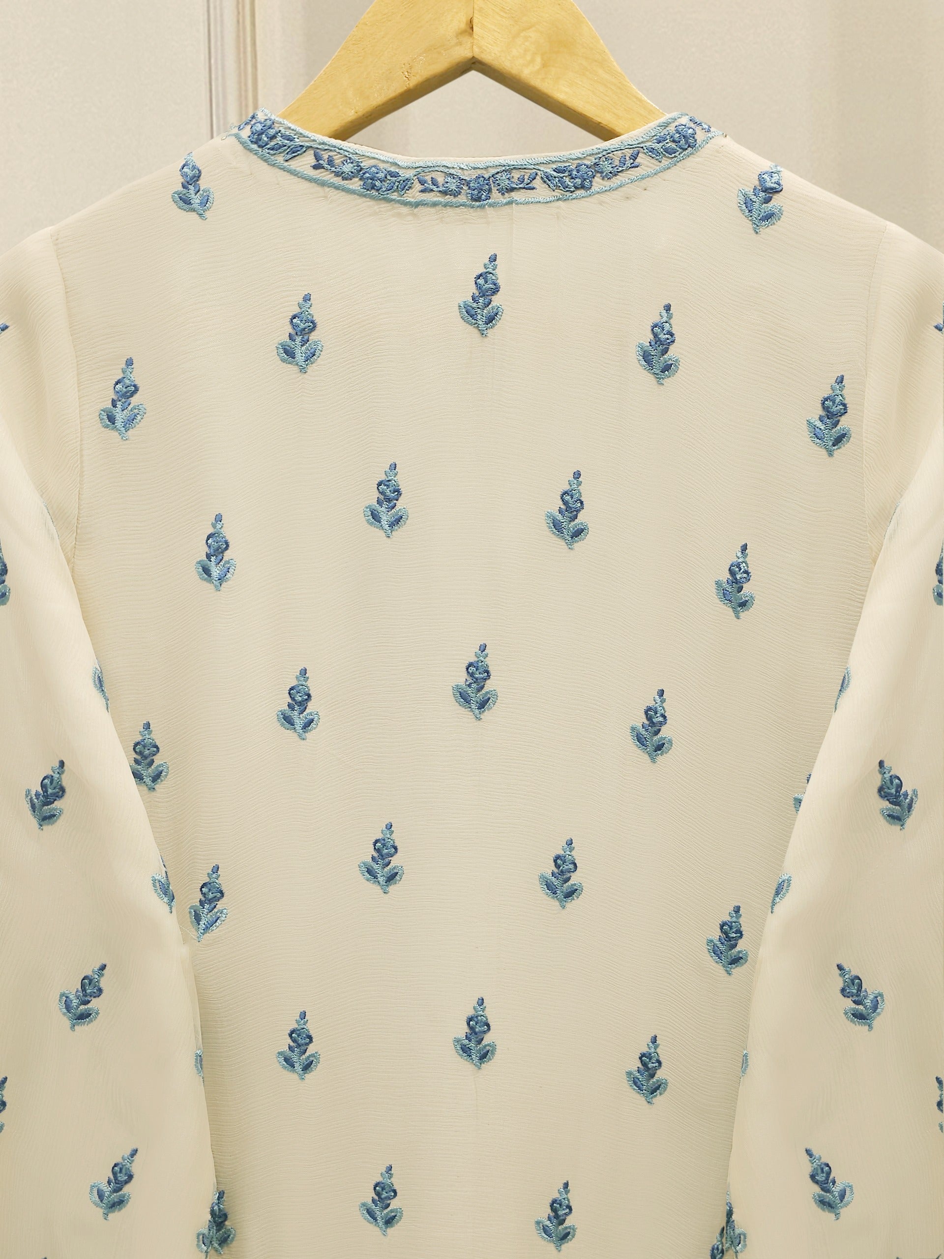 3 Piece - Pure Chiffon Embroidered Suit S112952
