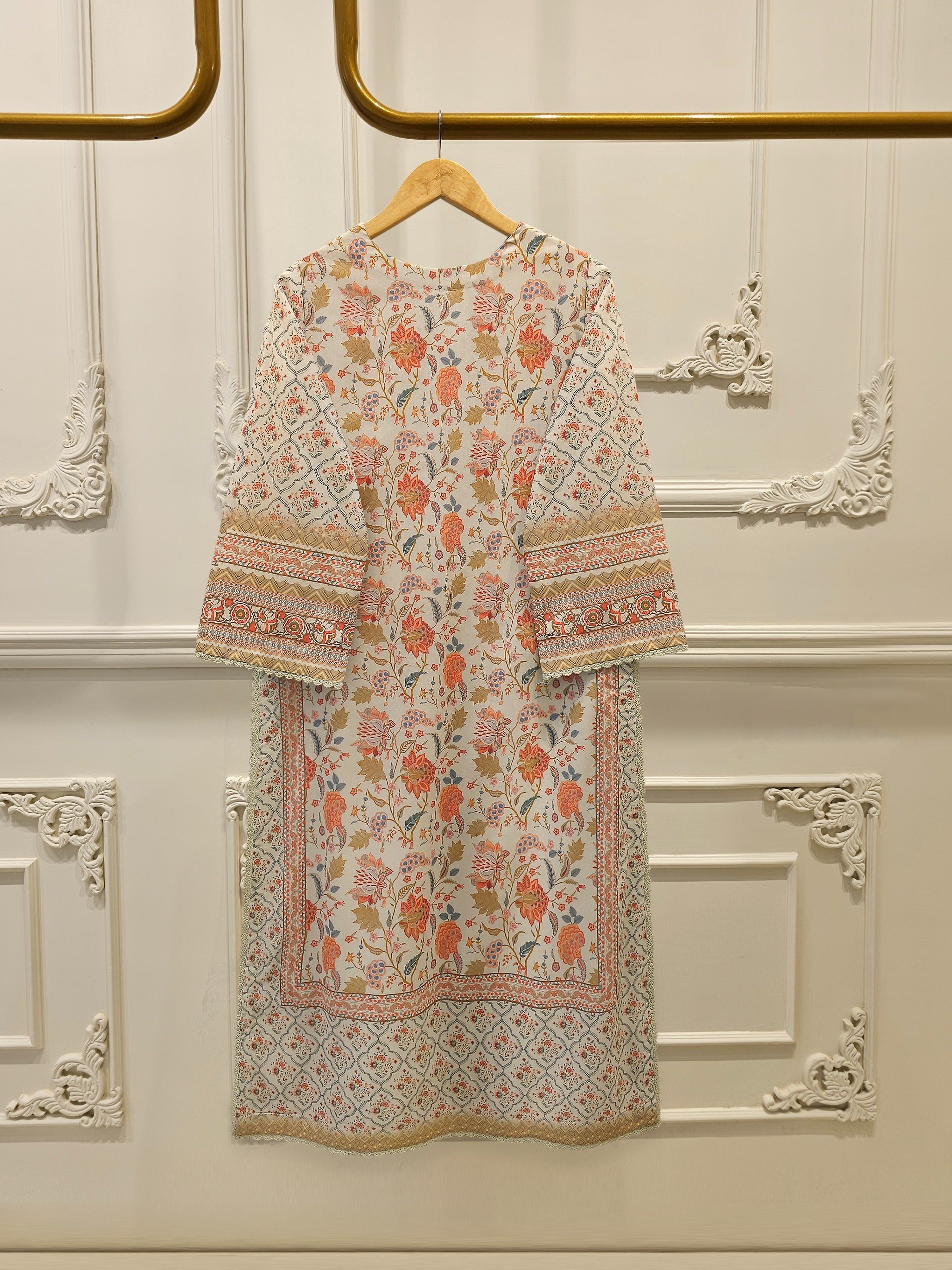 Digital Printed Embroidered Cambric Shirt S112958