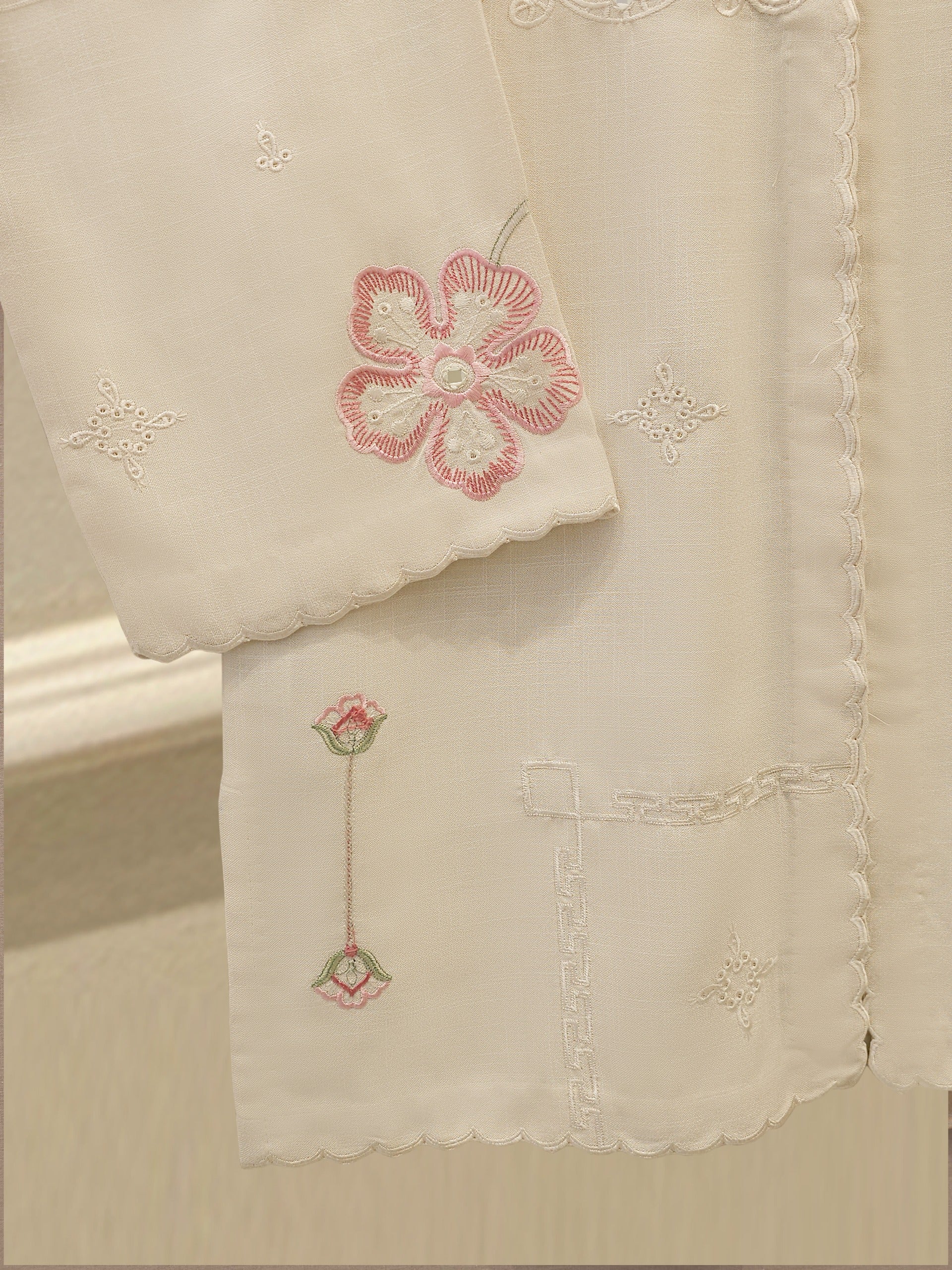 2 Piece - Embroidered Linen Suit WS00219