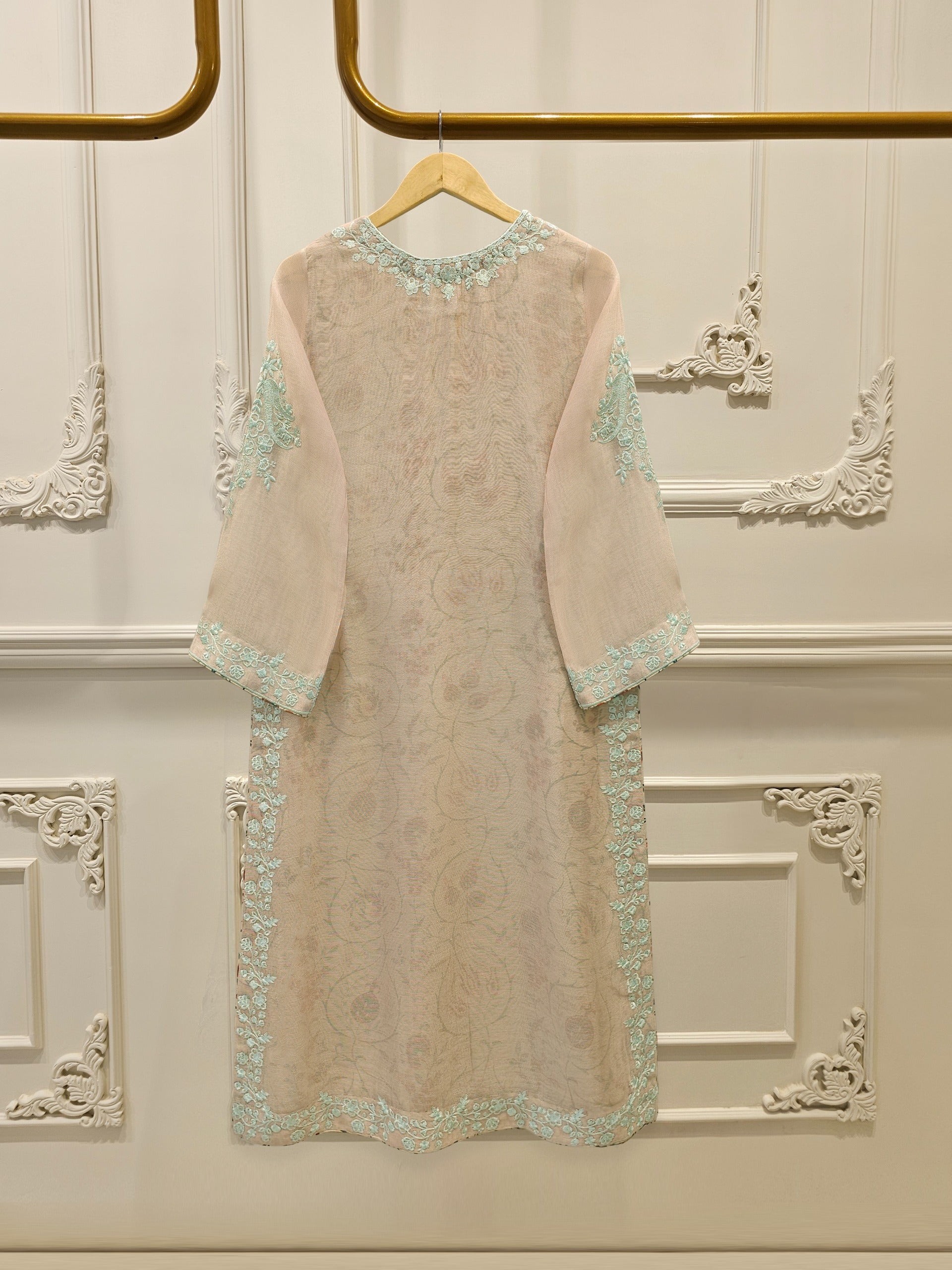 3 Piece - Pure Embroidered Cotton Net Suit S112976