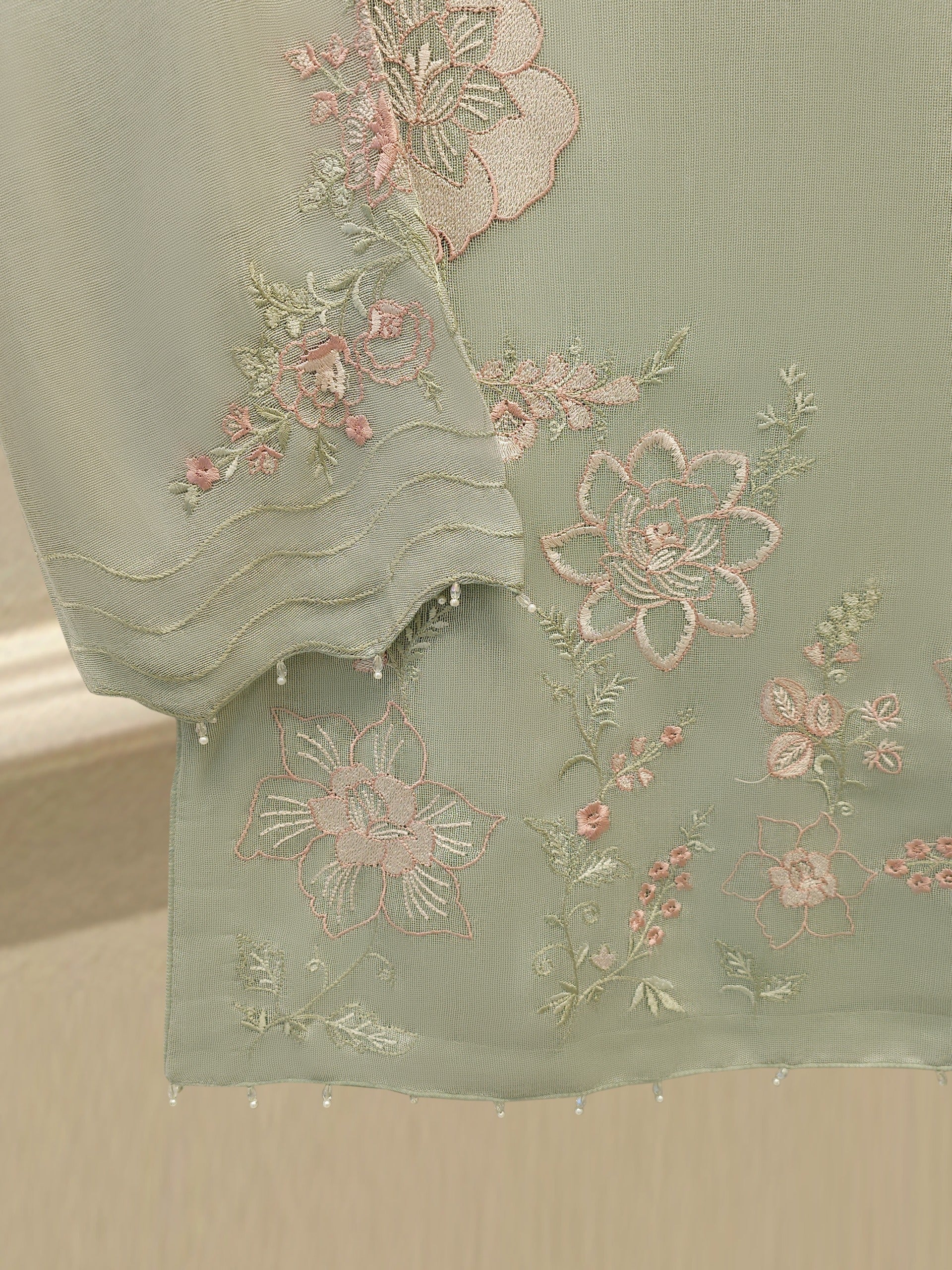 3 Piece - Pure Embroidered Cotton Net Suit S112954