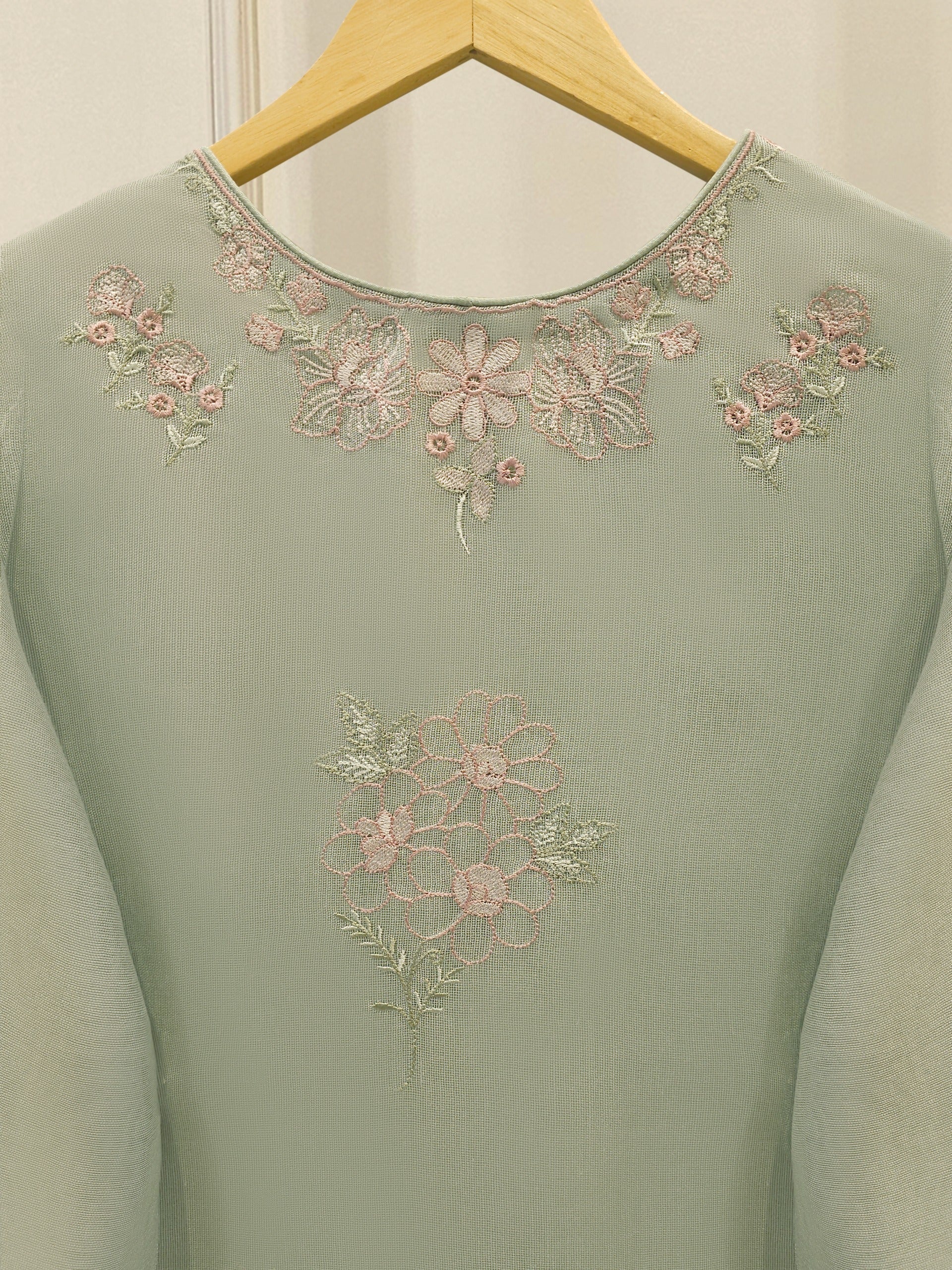 3 Piece - Pure Embroidered Cotton Net Suit S112954