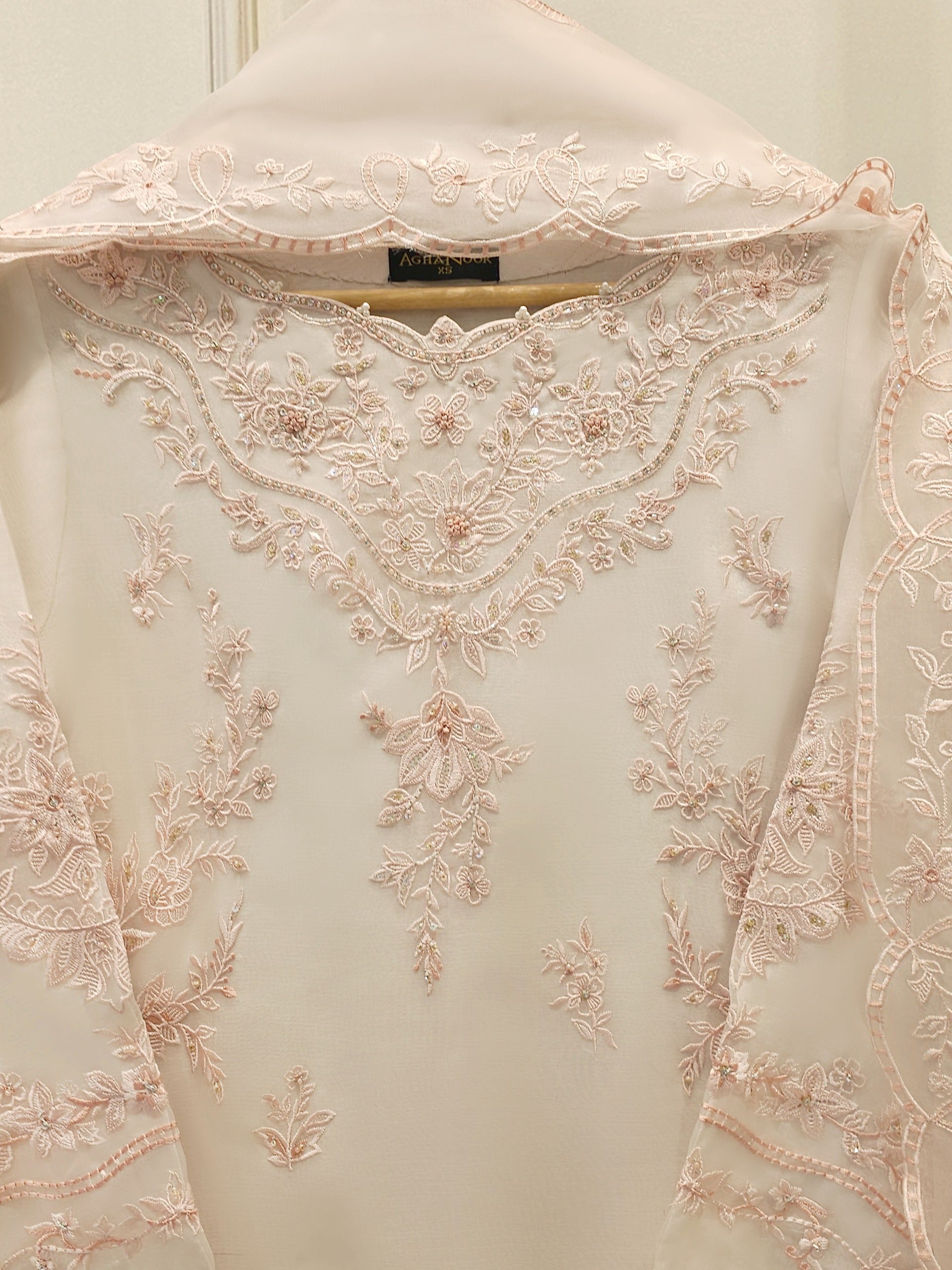 3 Piece - Pure Organza Embroidered Suit S112985