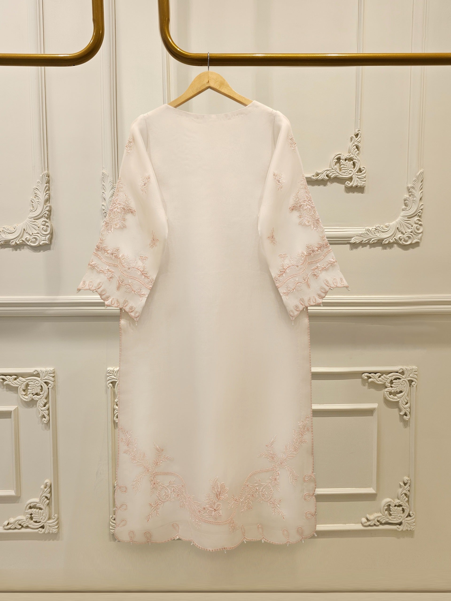 3 Piece - Pure Organza Embroidered Suit S112985