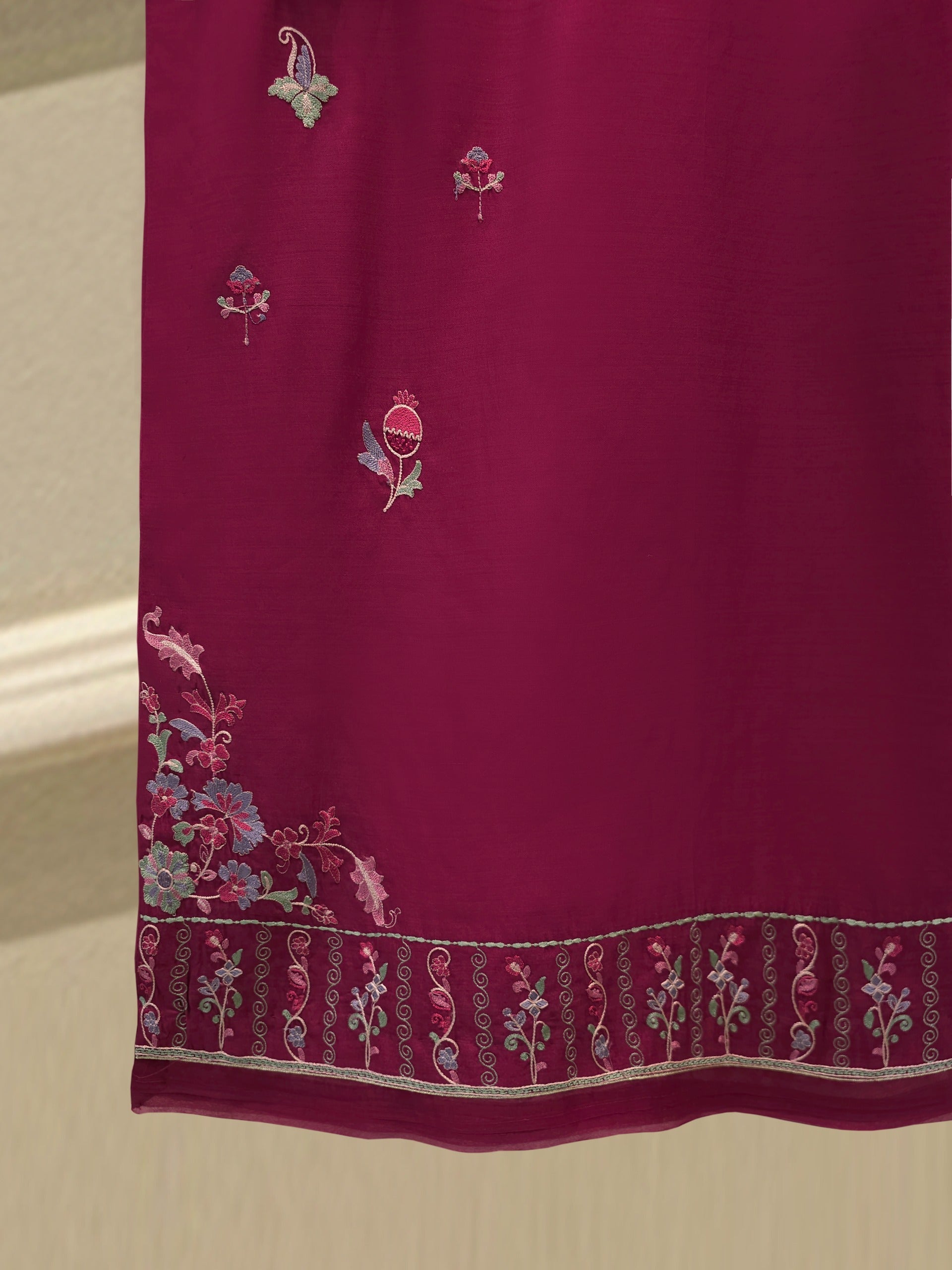3 Piece- Pure Khaddi Silk Embroidered Suit S113011