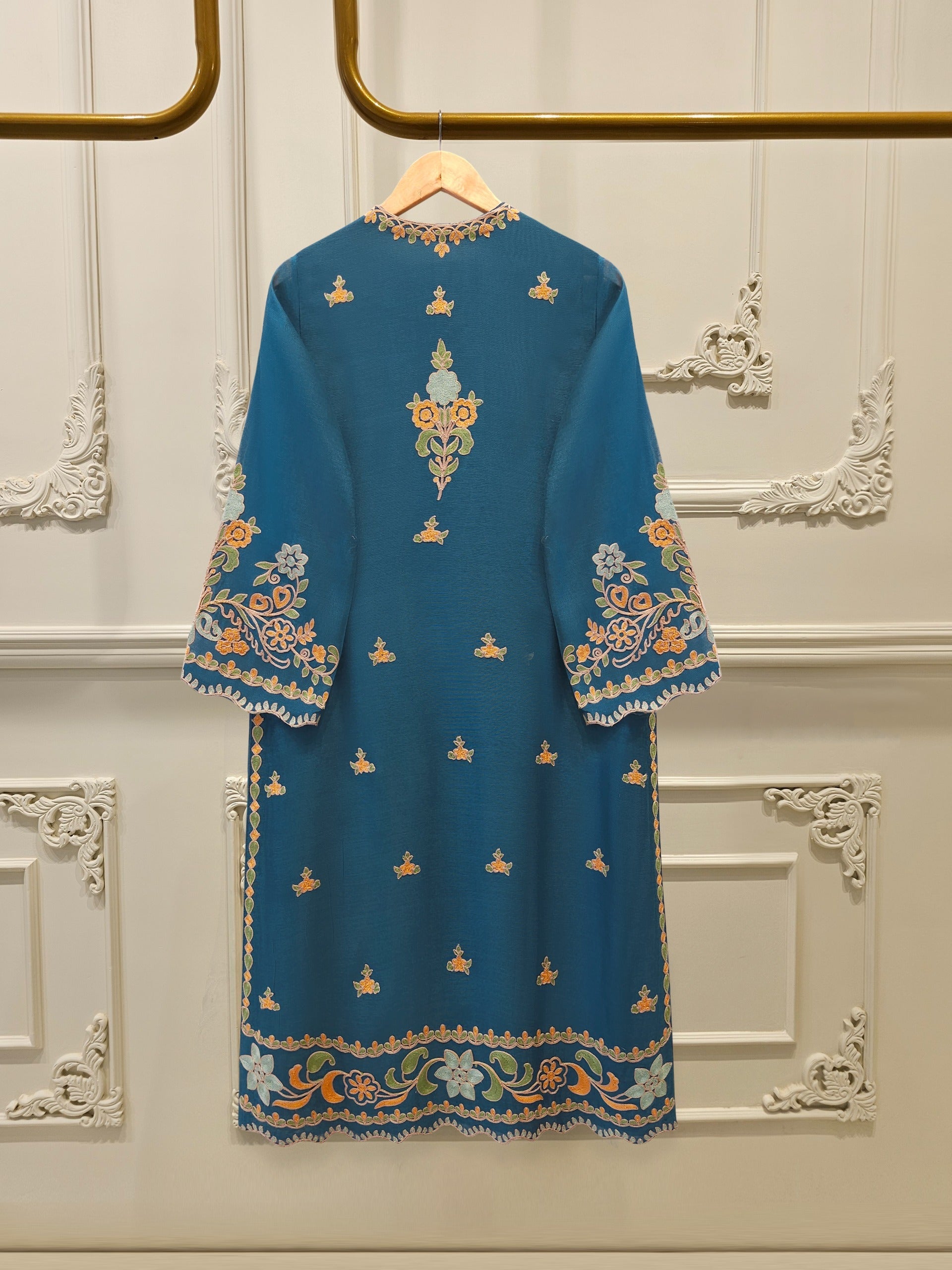3 Piece - Pure Embroidered Cotton Net Suit S113086
