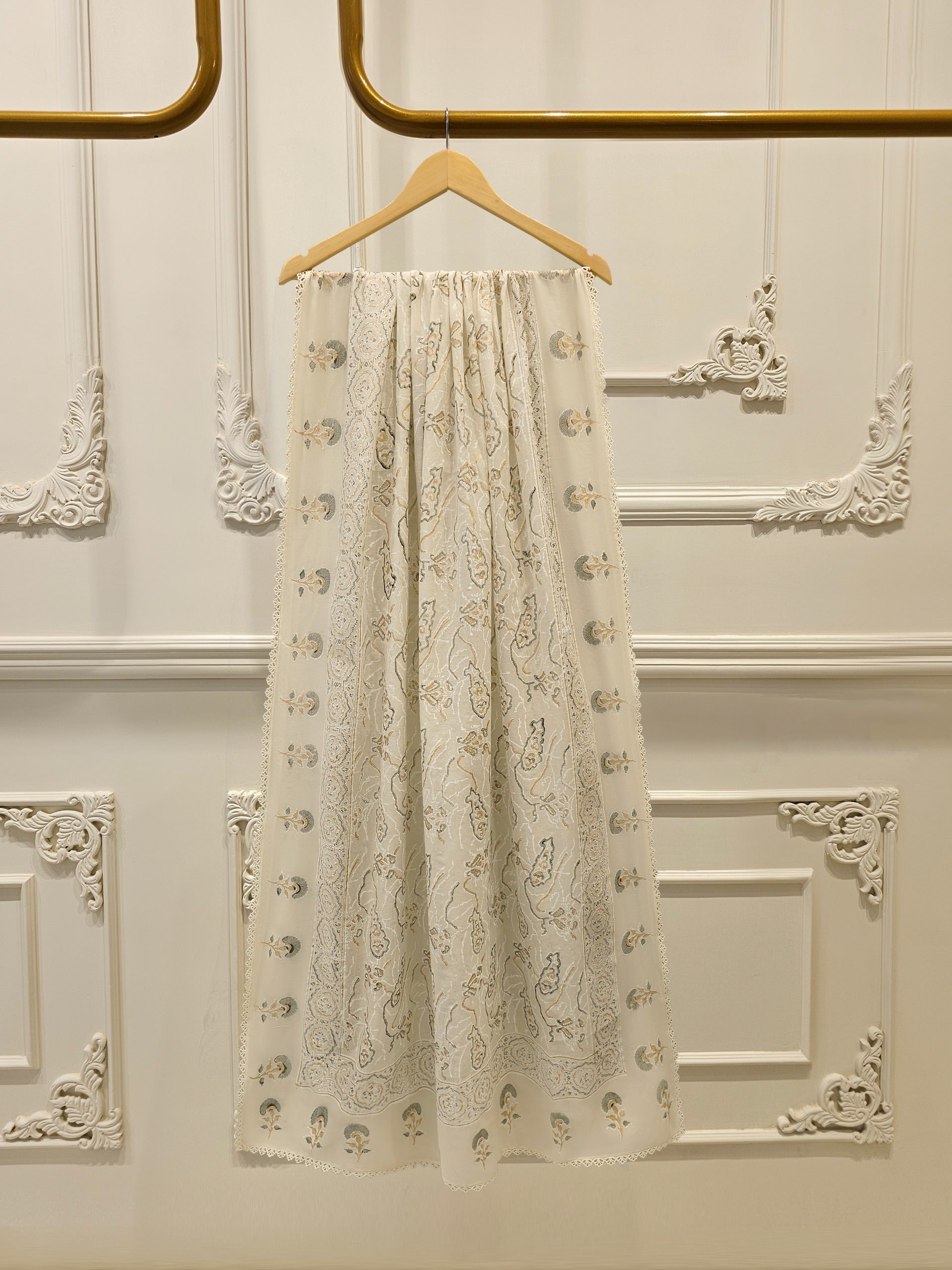 3 Piece - Hand Block Printed Kora Cotton Suit  S113110