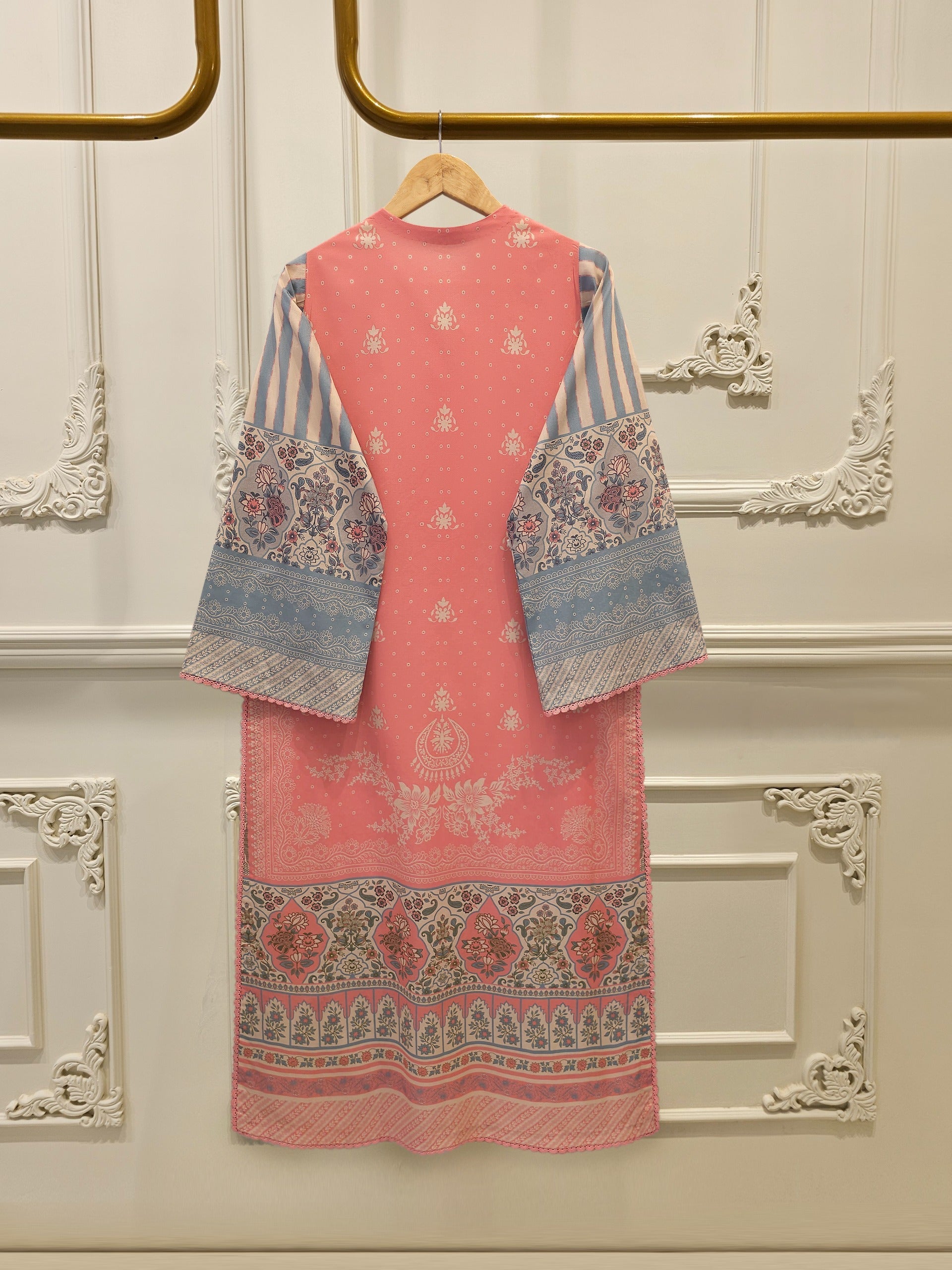 Digital Printed Embroidered Cambric Shirt S113113