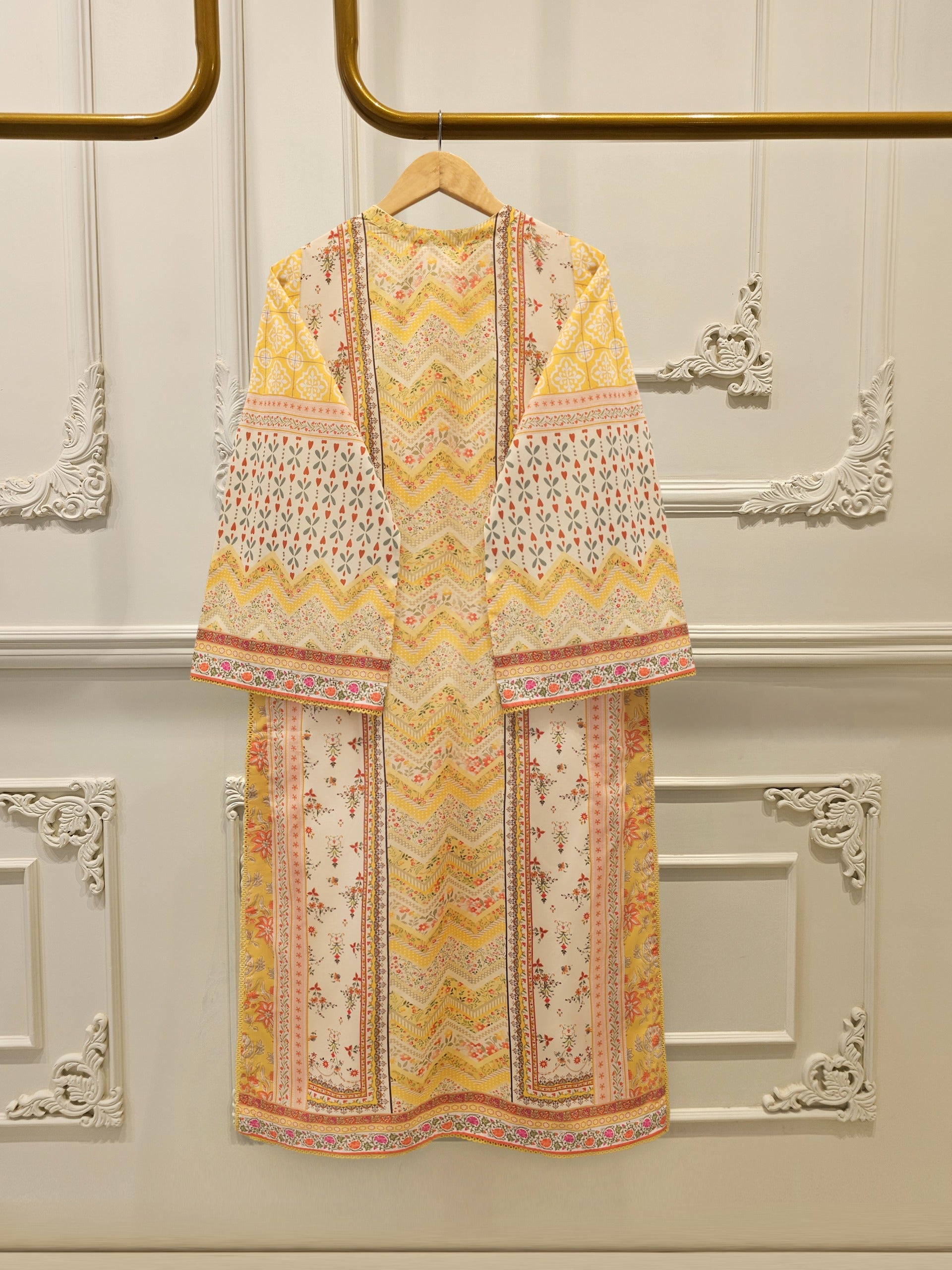 Digital Printed Embroidered Cambric Shirt S113117