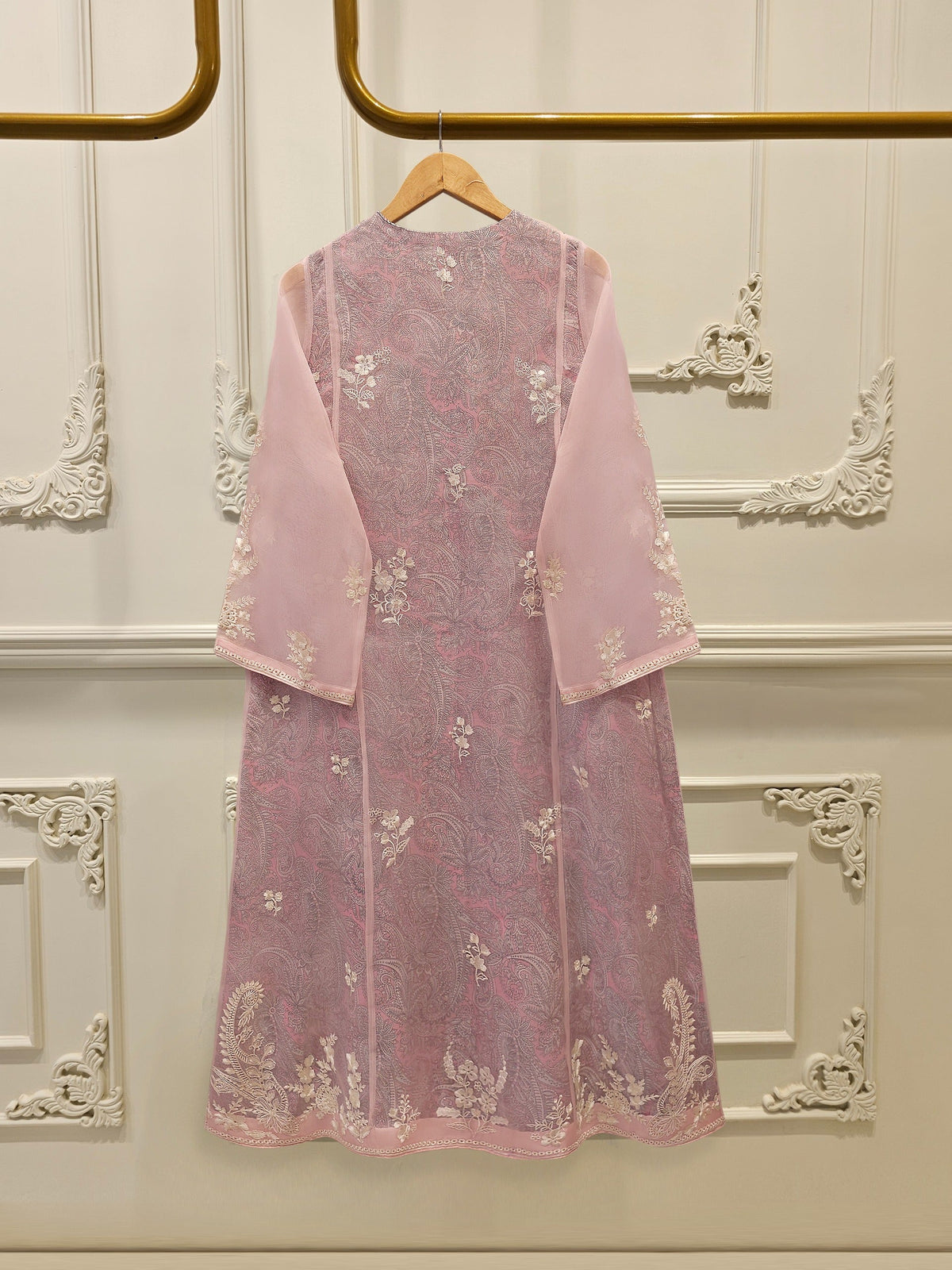 3 Piece - Pure Organza Embroidered Suit S113120