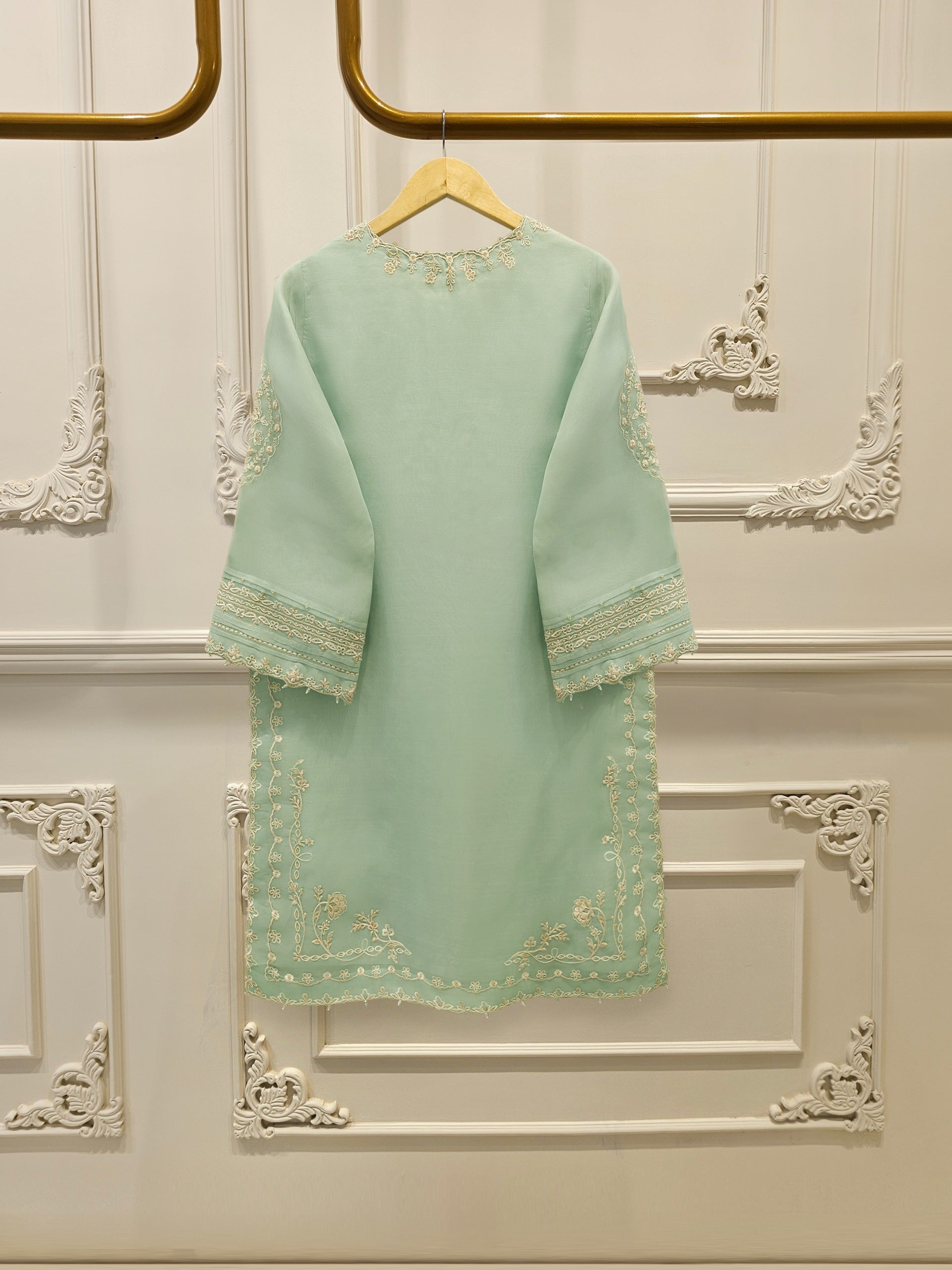 3 Piece - Pure Organza Embroidered Suit S113260