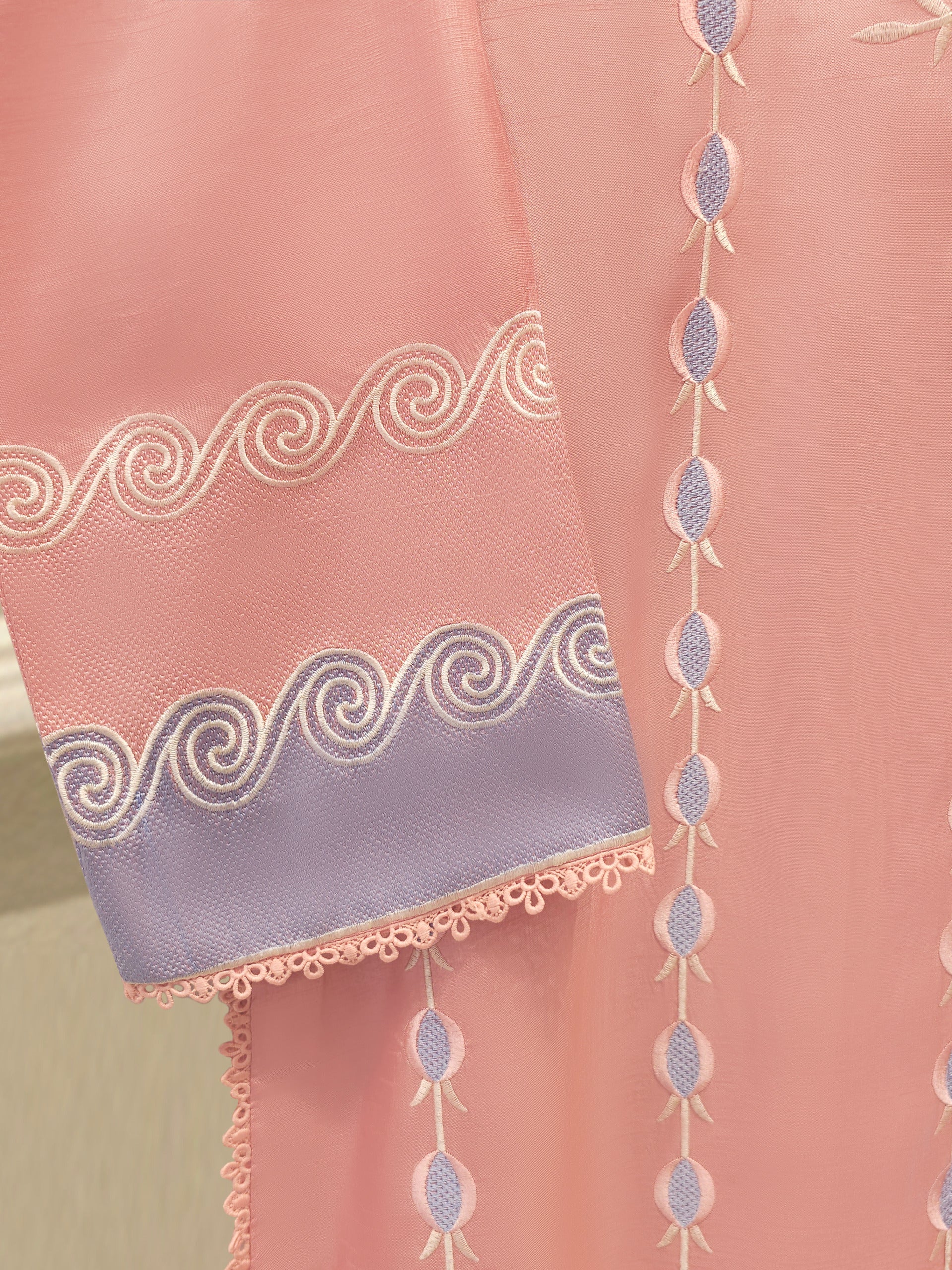 2 Piece- Pure Korean Silk Embroidered Suit S113335
