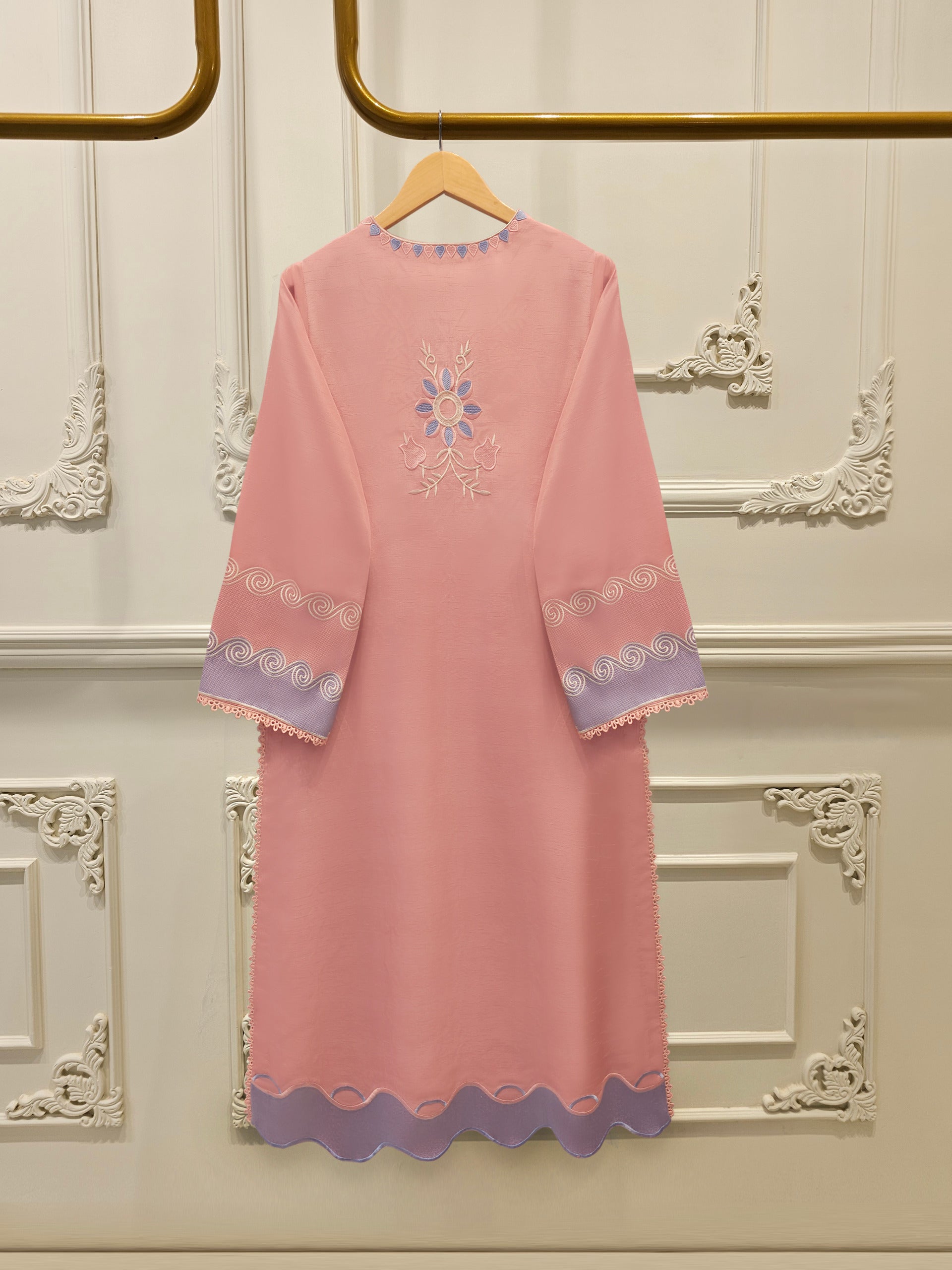 2 Piece- Pure Korean Silk Embroidered Suit S113335