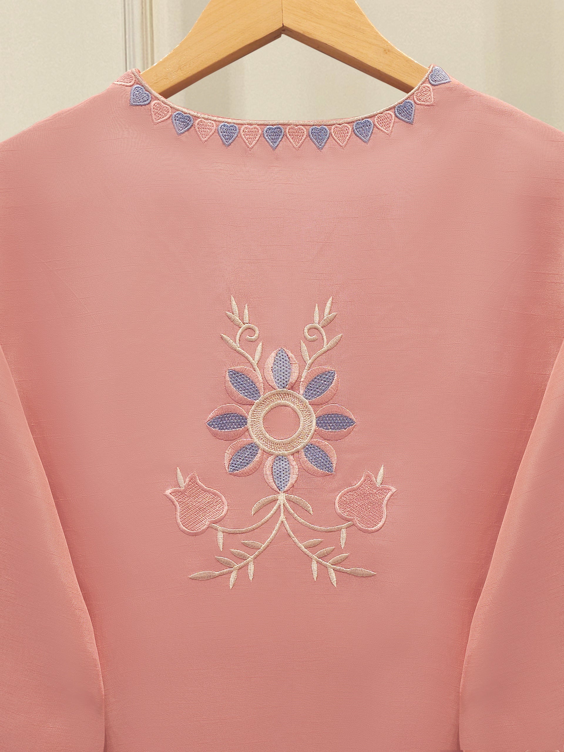 2 Piece- Pure Korean Silk Embroidered Suit S113335
