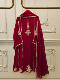 3 Piece - Pure Embroidered Cotton Net Suit S113393