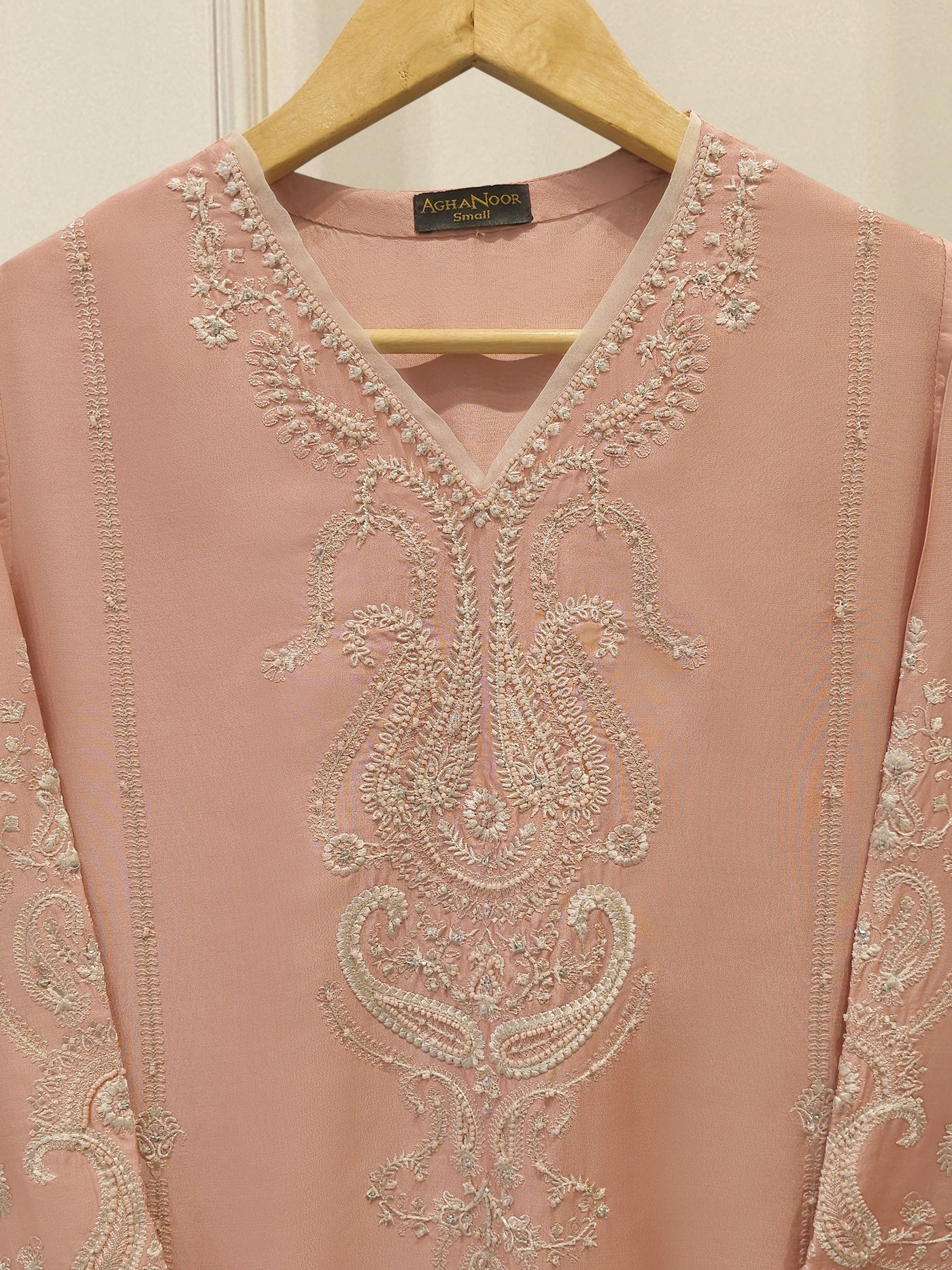Pure Embroidered Sheesha Silk Shirt S113447