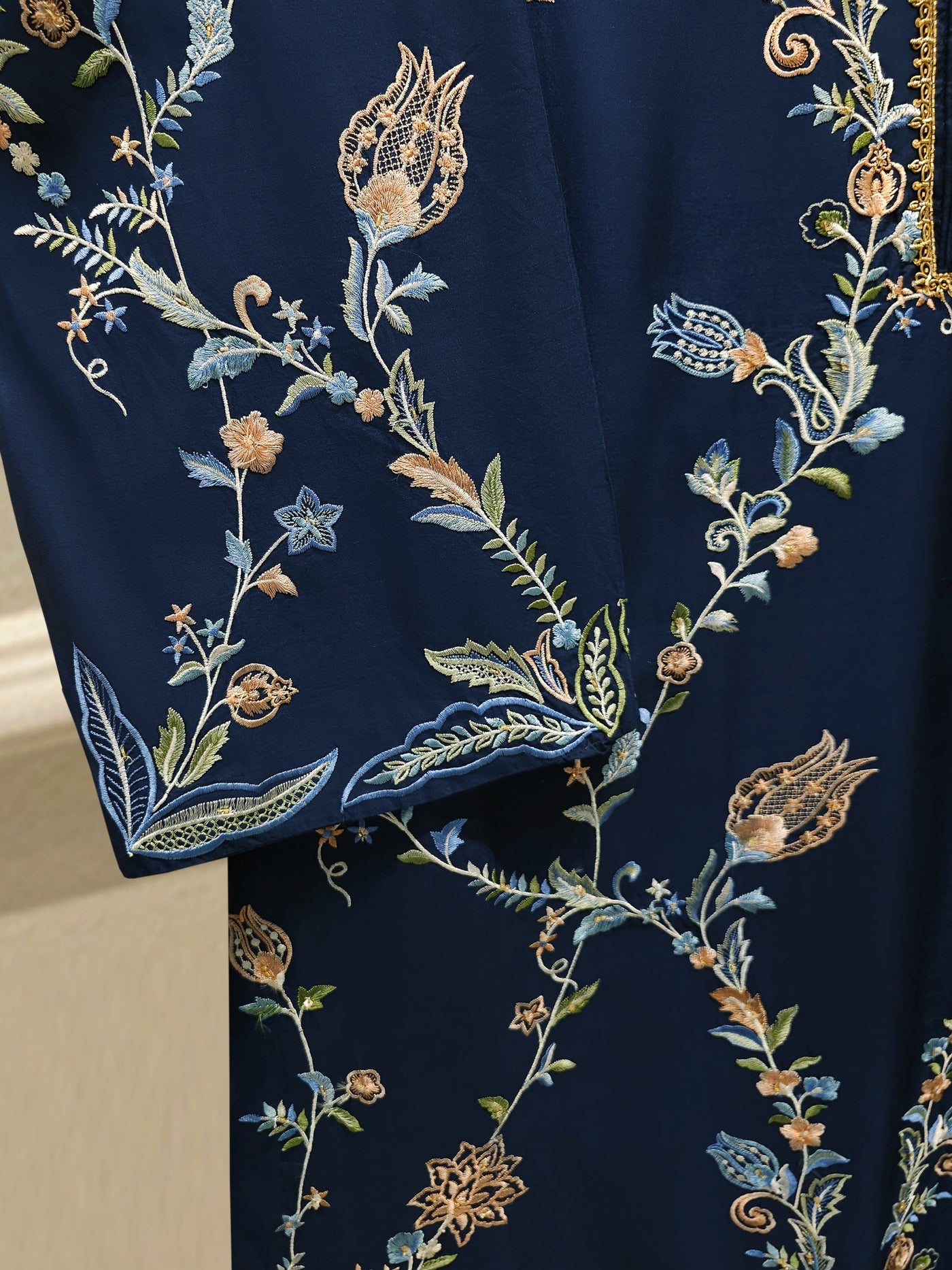 3 Piece- Pure Khadi Silk Embroidered Suit S113446