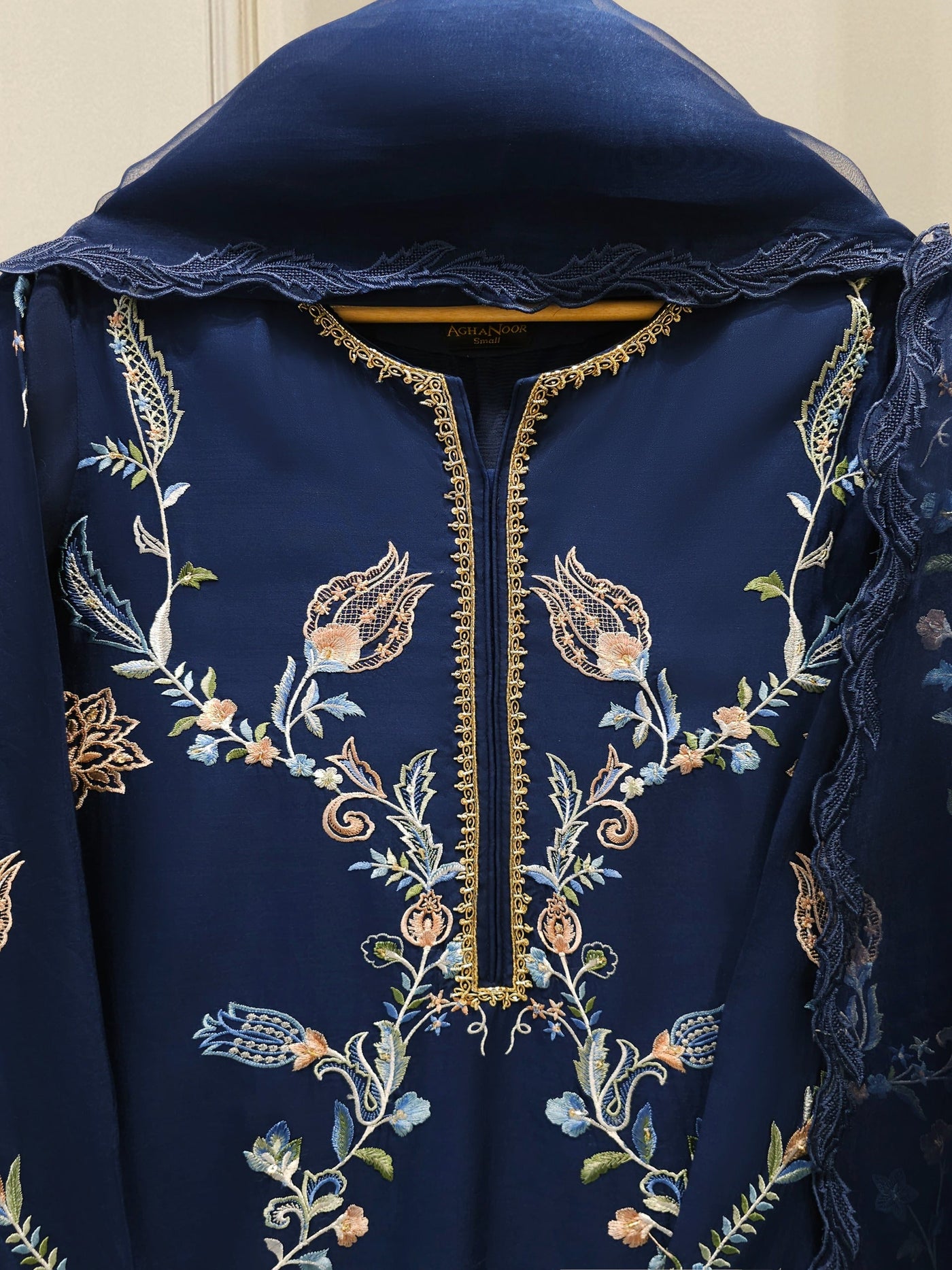 3 Piece- Pure Khadi Silk Embroidered Suit S113446