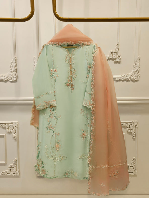 3 Piece- Pure Sheesha Silk Embroidered Suit S113491