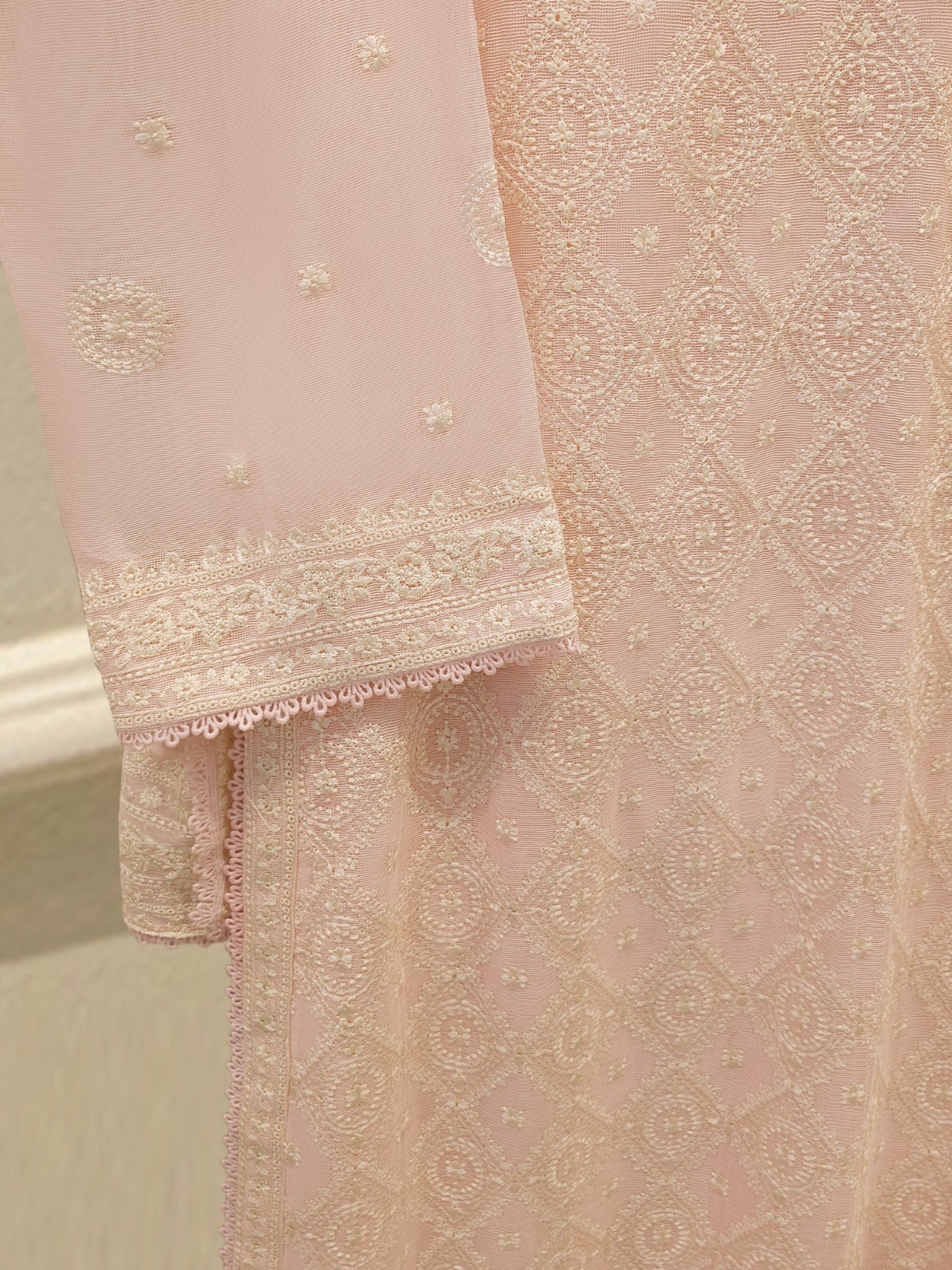 3 Piece - Pure Embroidered Cotton Net Suit S113563
