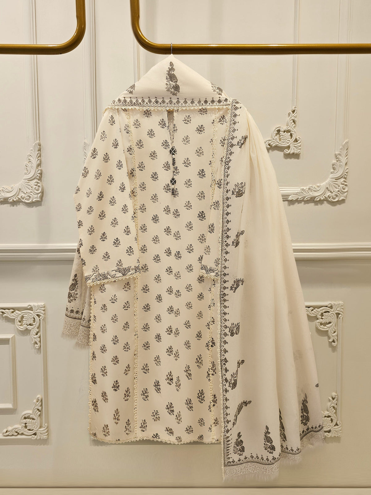 3 Piece - Hand Block Printed Kora Cotton Suit  S113596