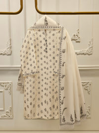 3 Piece - Hand Block Printed Kora Cotton Suit  S113596