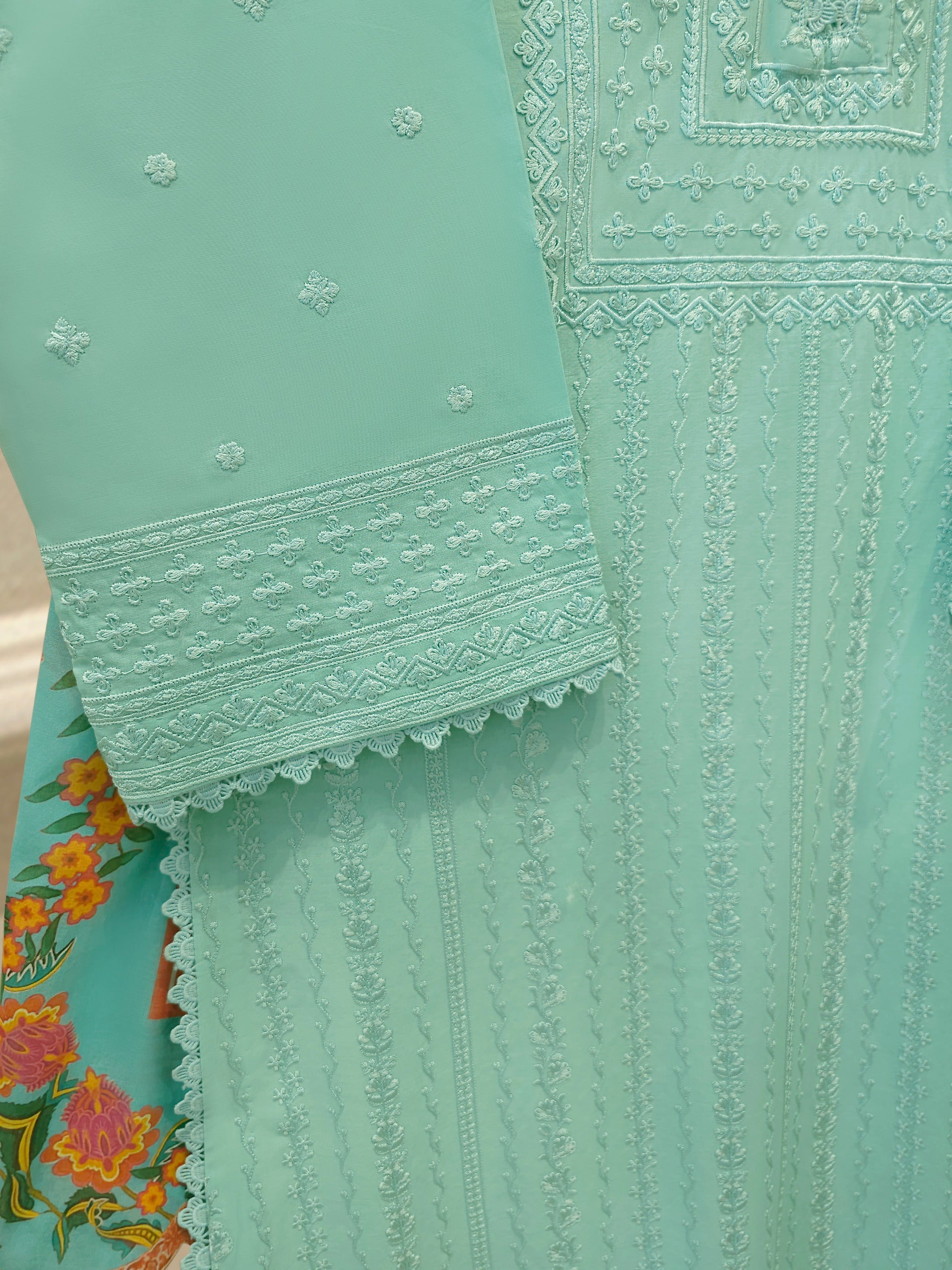 3 Piece - Embroidered Cambric Suit S113594
