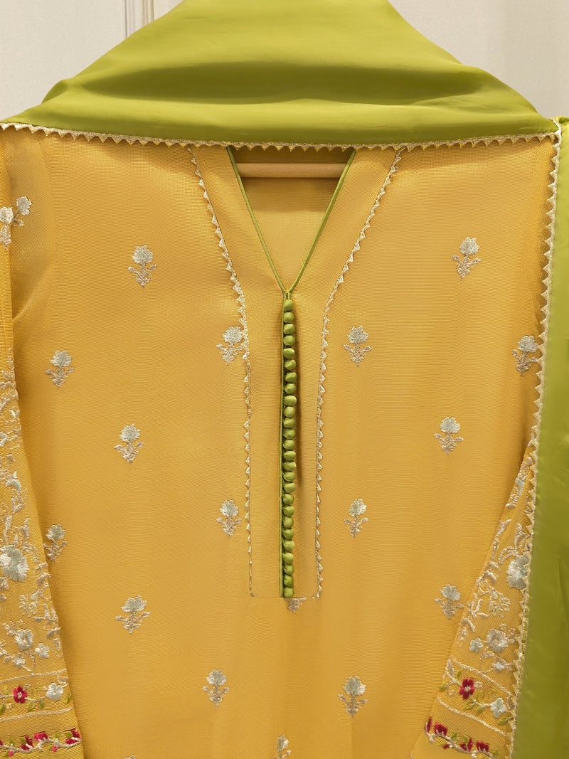 3 Piece - Pure Embroidered Cotton Net Suit S113618