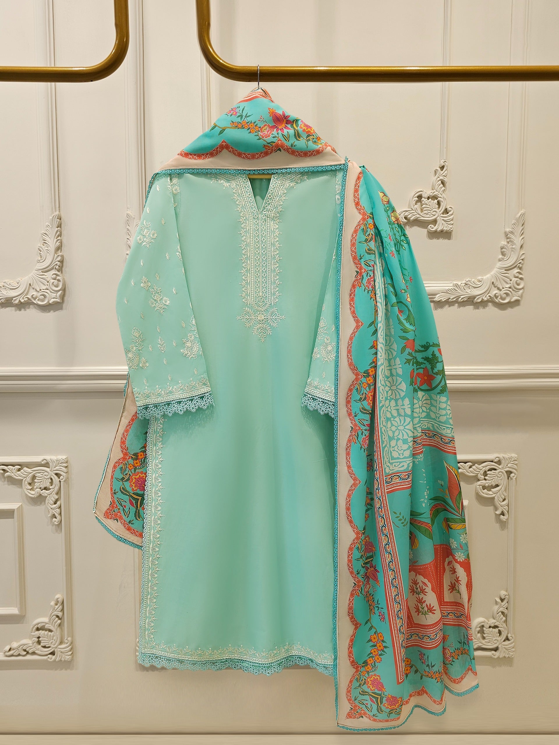 3 Piece - Embroidered Cambric Suit S113601